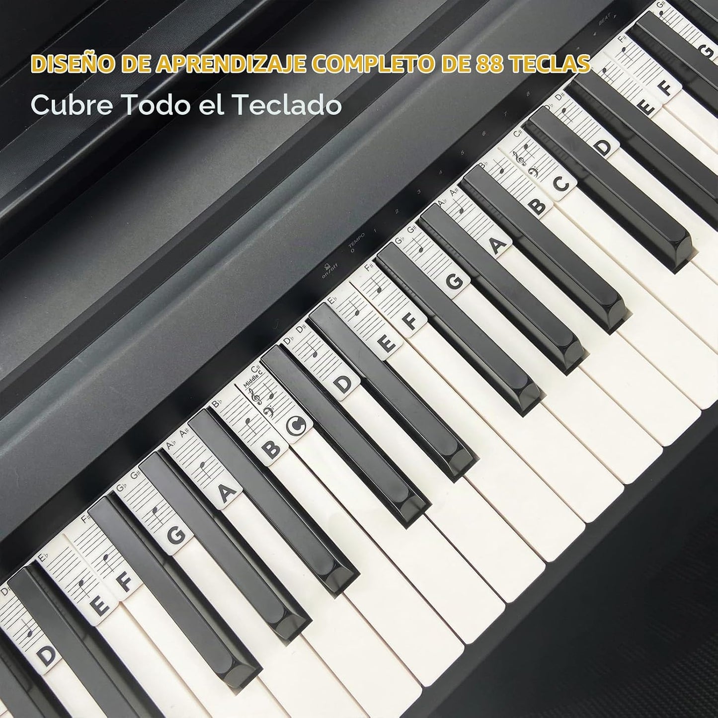 BEATBIT Tiras de notas de piano Pro, gruesas antiadherentes, compat...