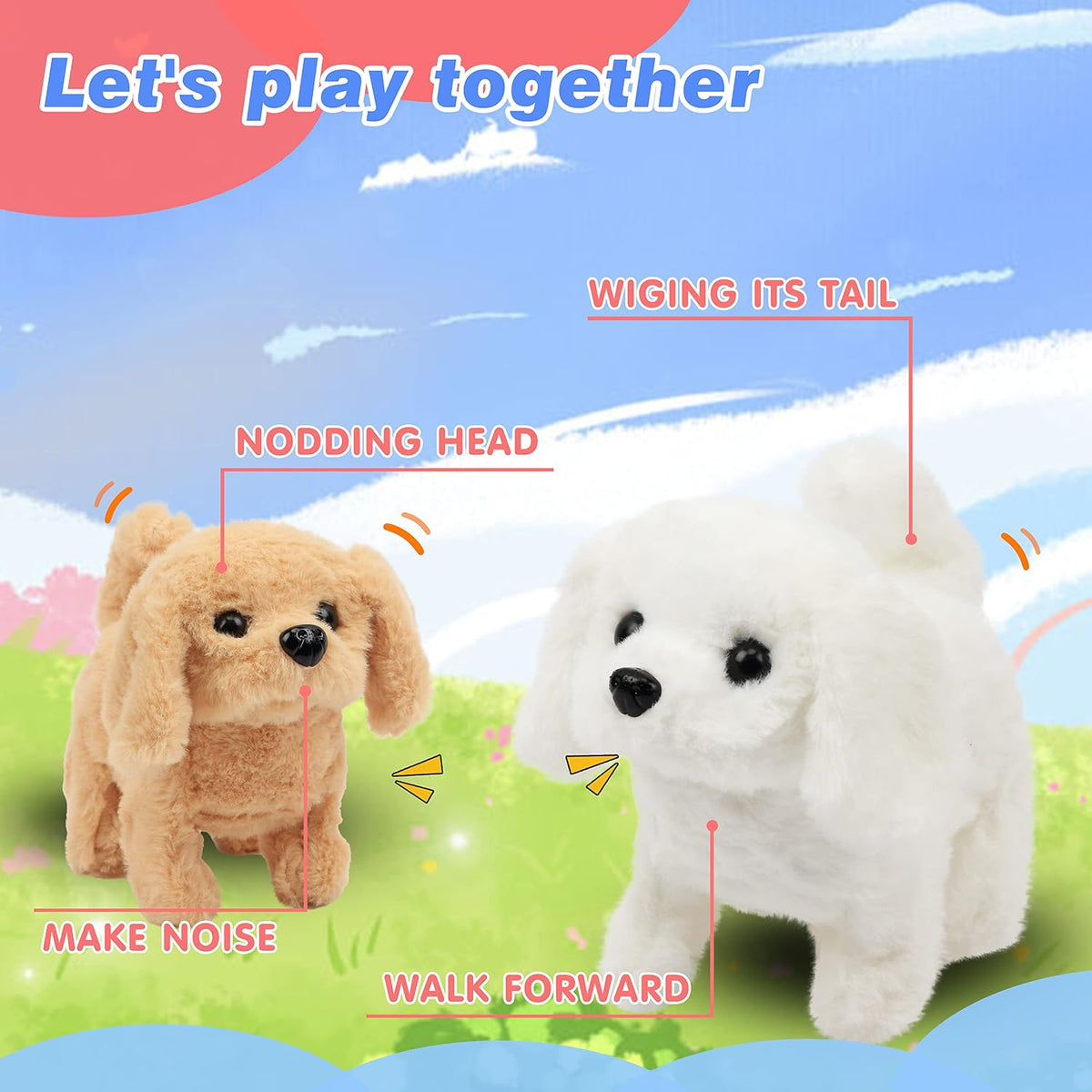 Hopearl Perro caminando Bichon juguete interactivo de peluche elect...