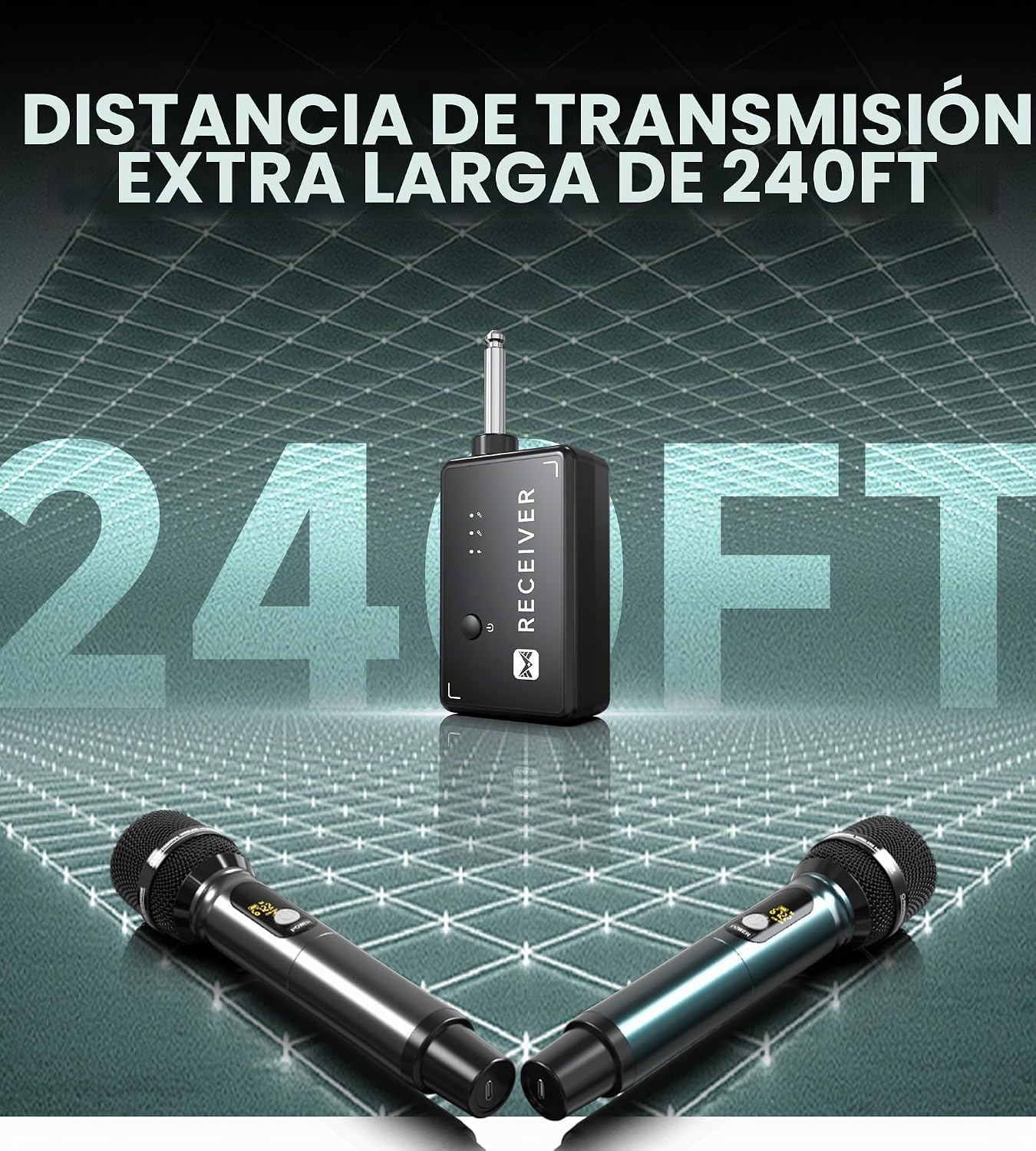 ECHOMUSSY Micrófonos inalámbricos recargables duales para karaoke y...