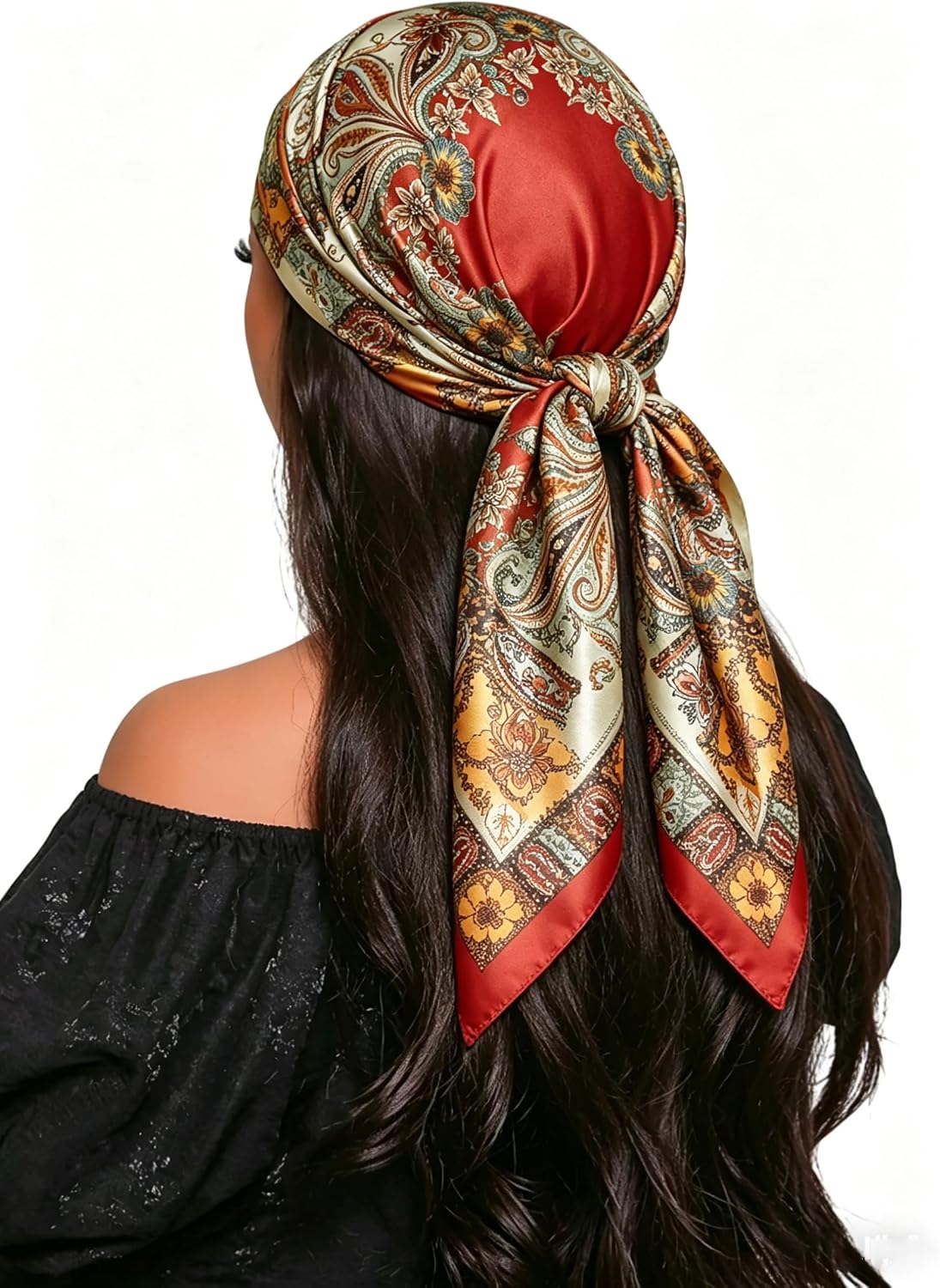 KorhLeoh Pañuelo de seda con estampado floral de 35 pulgadas para m...