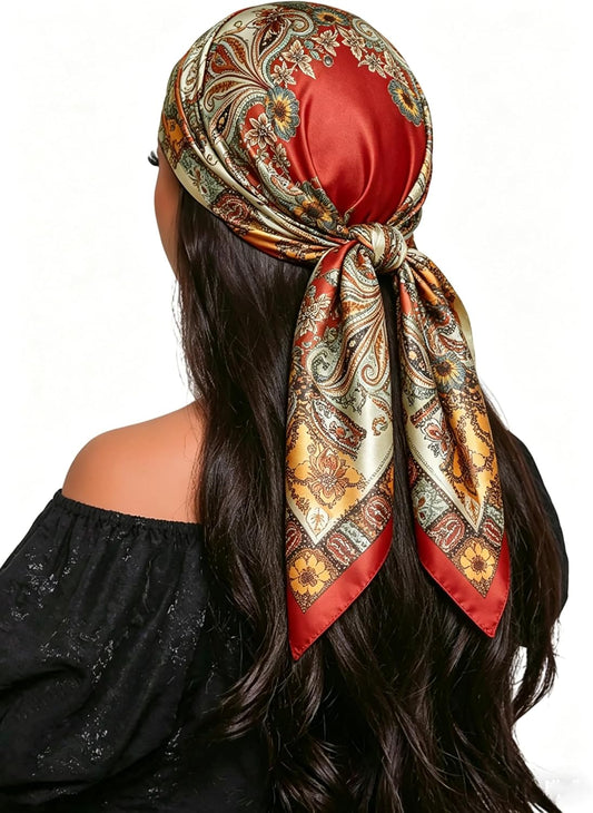 KorhLeoh Pañuelo de seda con estampado floral de 35 pulgadas para m...