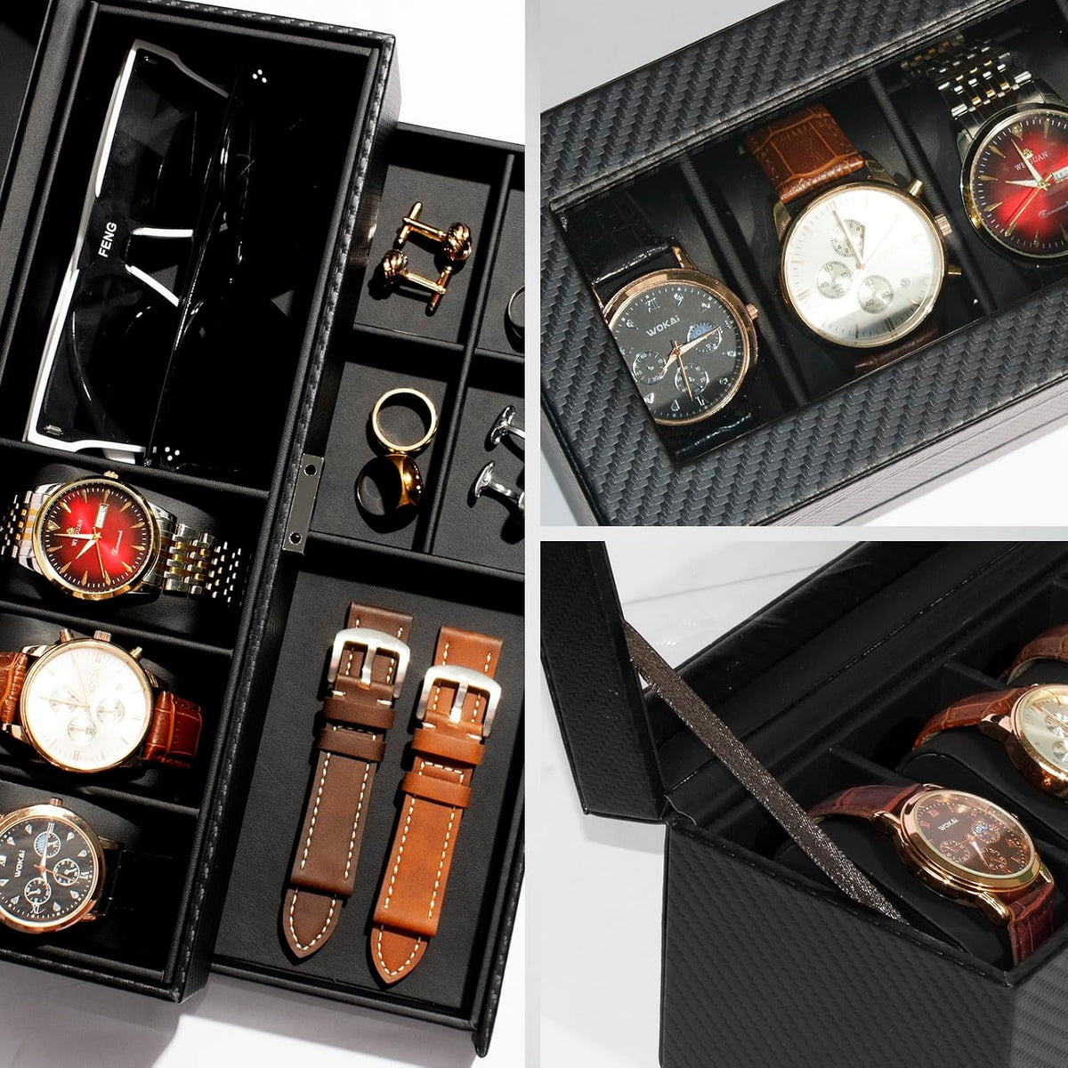 GLOBAL KA Juego de caja de reloj y bolsa de almacenamiento para rel...