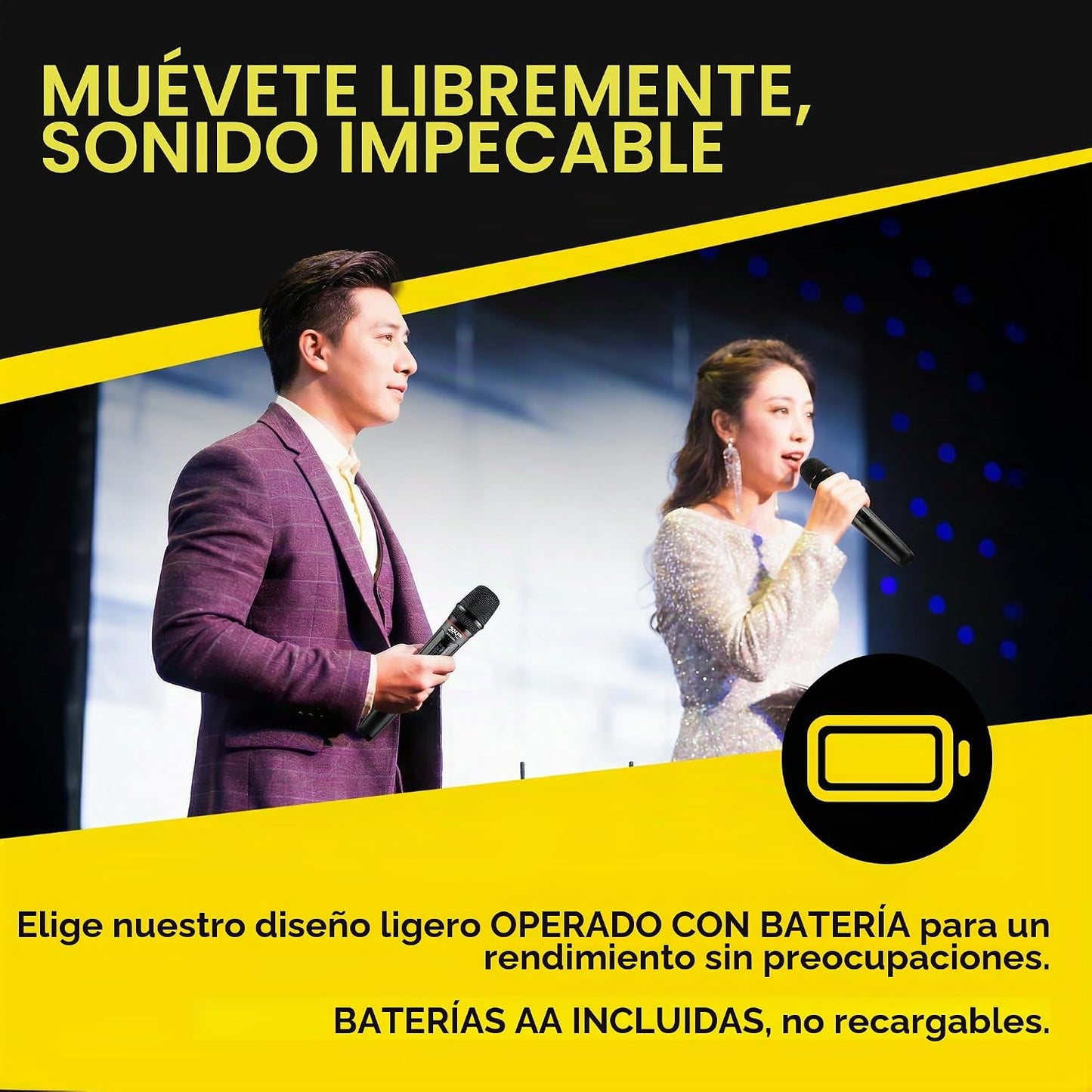 SKP Pro Audio Sistema de micrófono inalámbrico UHF-300D - Micrófono...