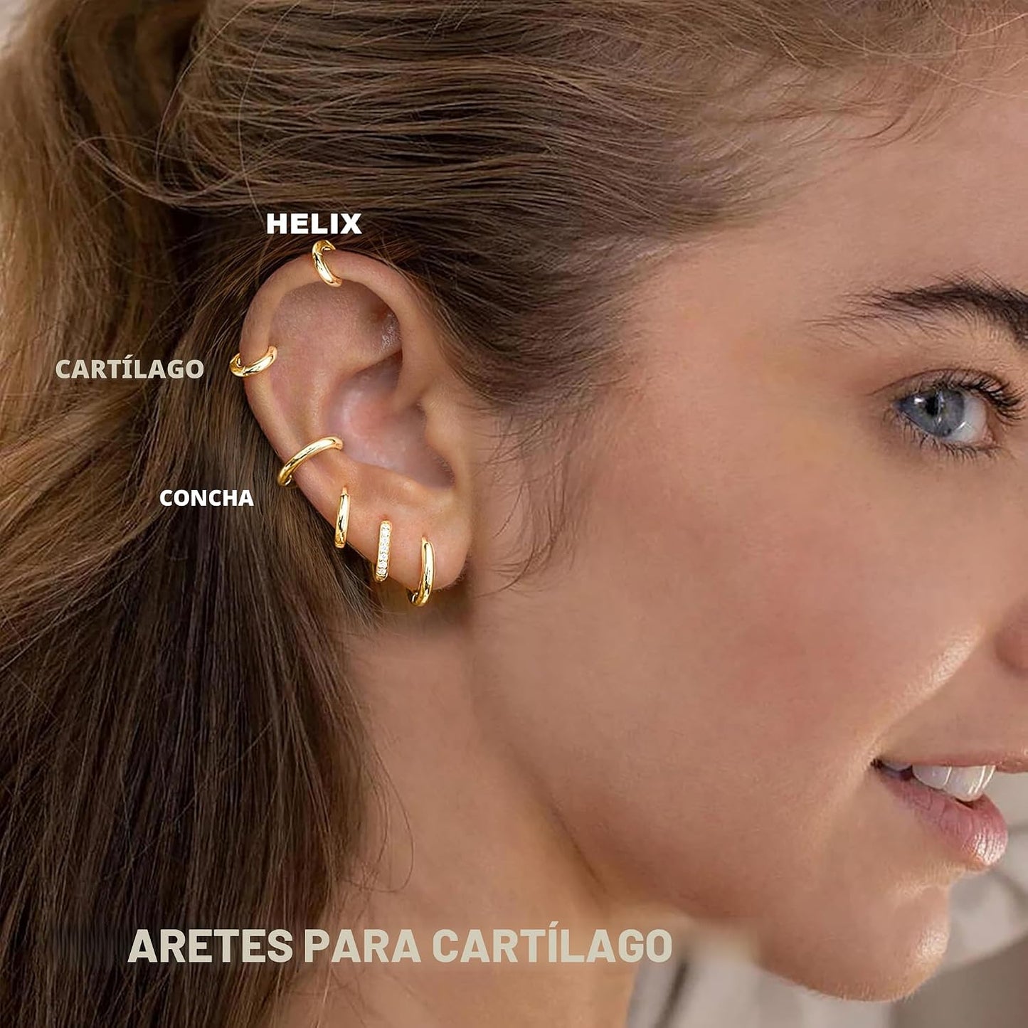 Juego de aretes de aro huggie pequeños de oro para mujeres y hombre...