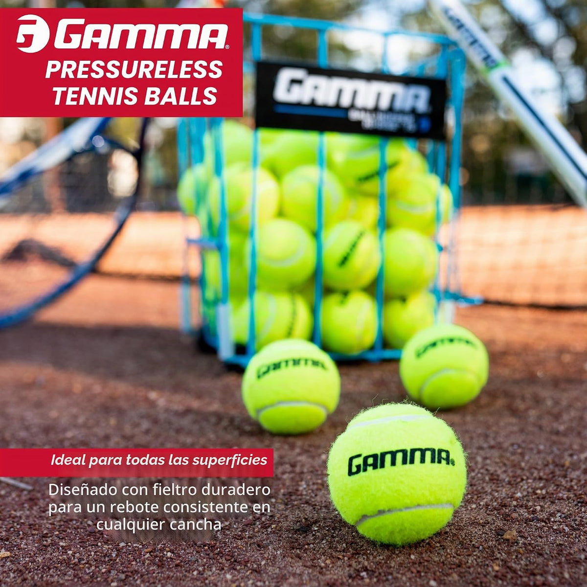 Gamma Sports Caja de pelotas de tenis sin presión - Ideal para prac...