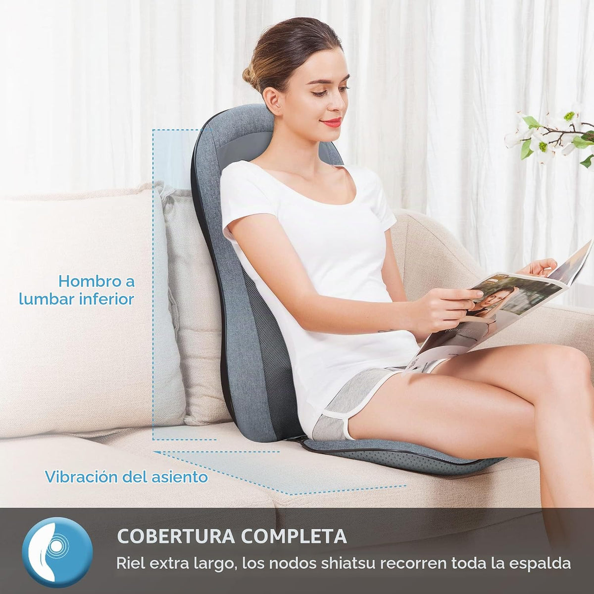 COMFIER Shiatsu - Masajeador de espalda con calor, almohadilla para...