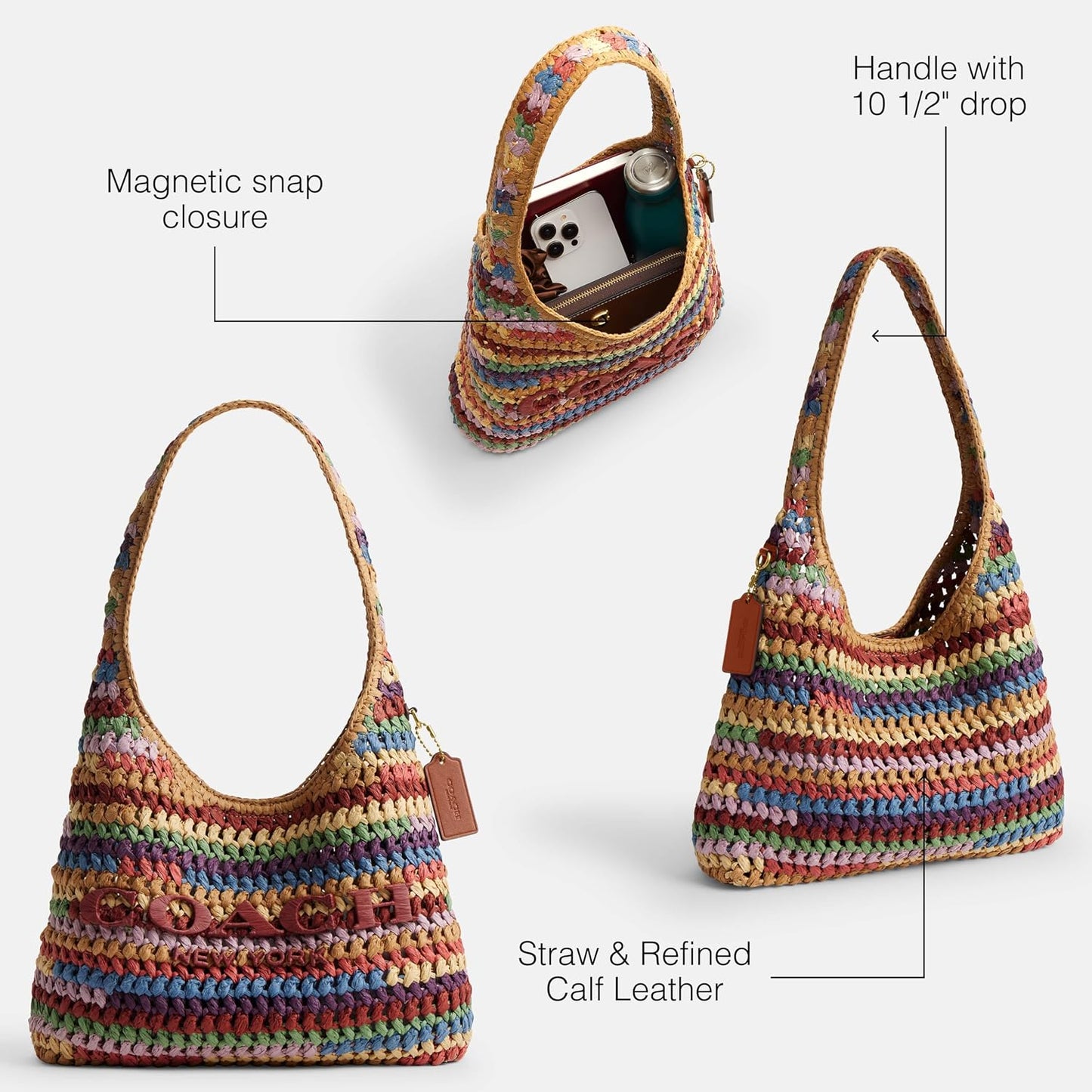 COACH Bolso bandolera Brooklyn de 28 pulgadas de paja