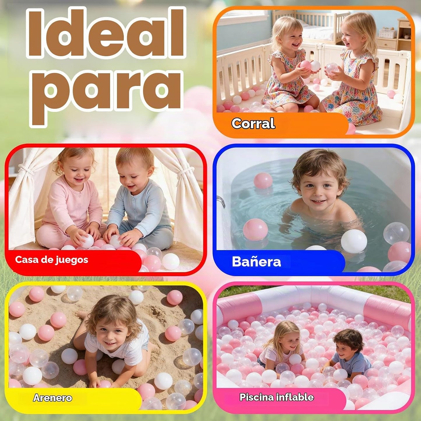 Heopeis Pelotas de Plástico Suave para Piscina de Pelotas, 100 200...