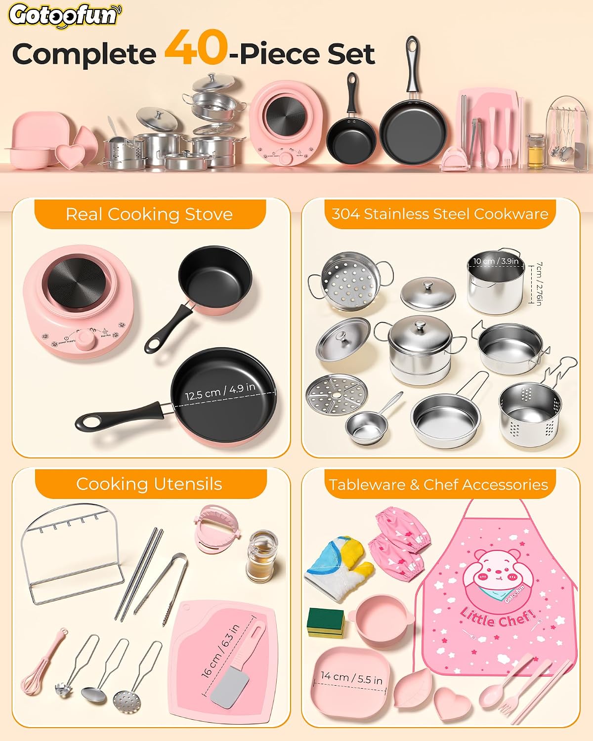 Gotoofun Juegos de Cocina para Niños Mini Cocina Real, Preparación...