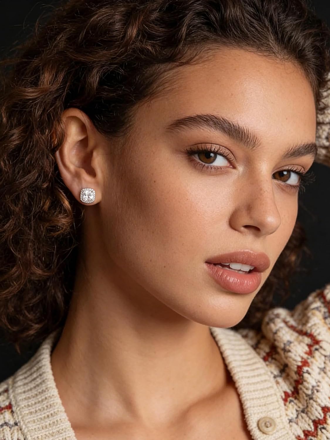 4 pares de aretes de plata para mujer, chapados en plata de 18 quil...