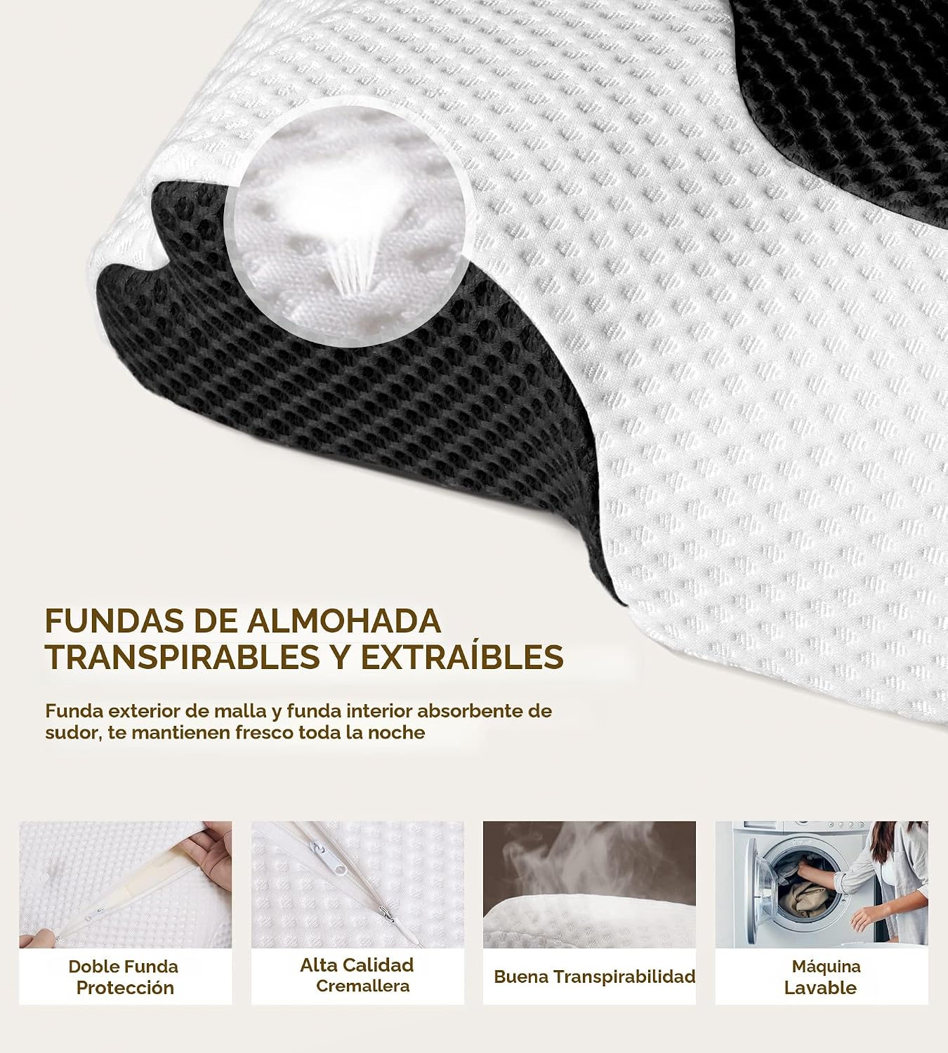 Osteo Almohada cervical para aliviar el dolor de cuello, diseño hue...