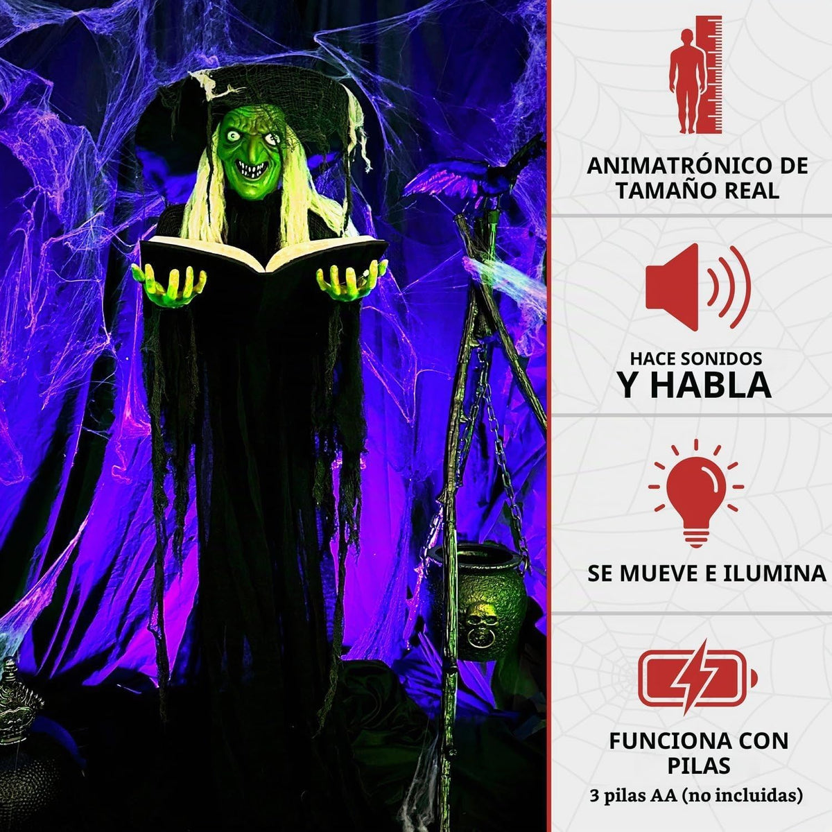 Haunted Hill Farm Libro de hechizos de tamaño real, animatrónico de...
