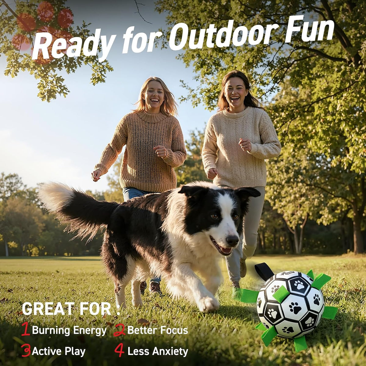 QDAN Juguetes grandes para perros, pelota de fútbol para perros con...