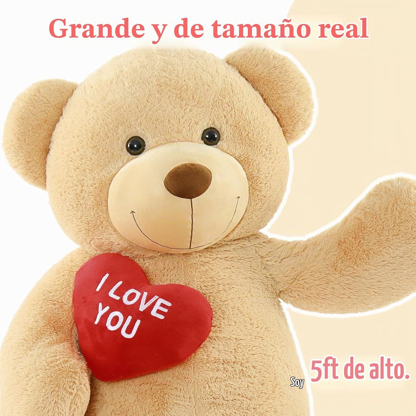 Tezituor Oso de peluche gigante de 5 pies, animal de peluche con co...