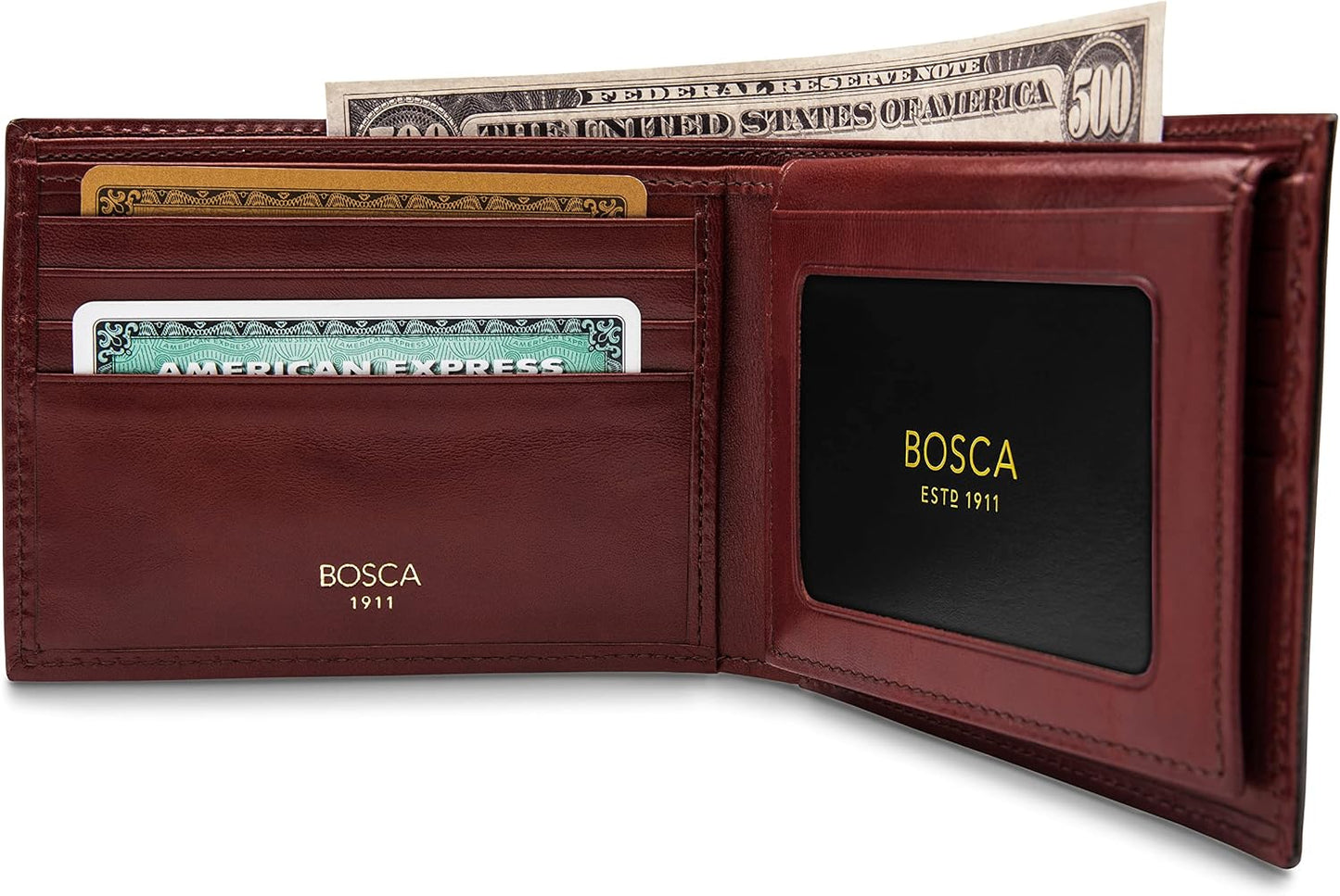 Bosca Billetera de cuero italiano de crédito para hombre con tarjet...
