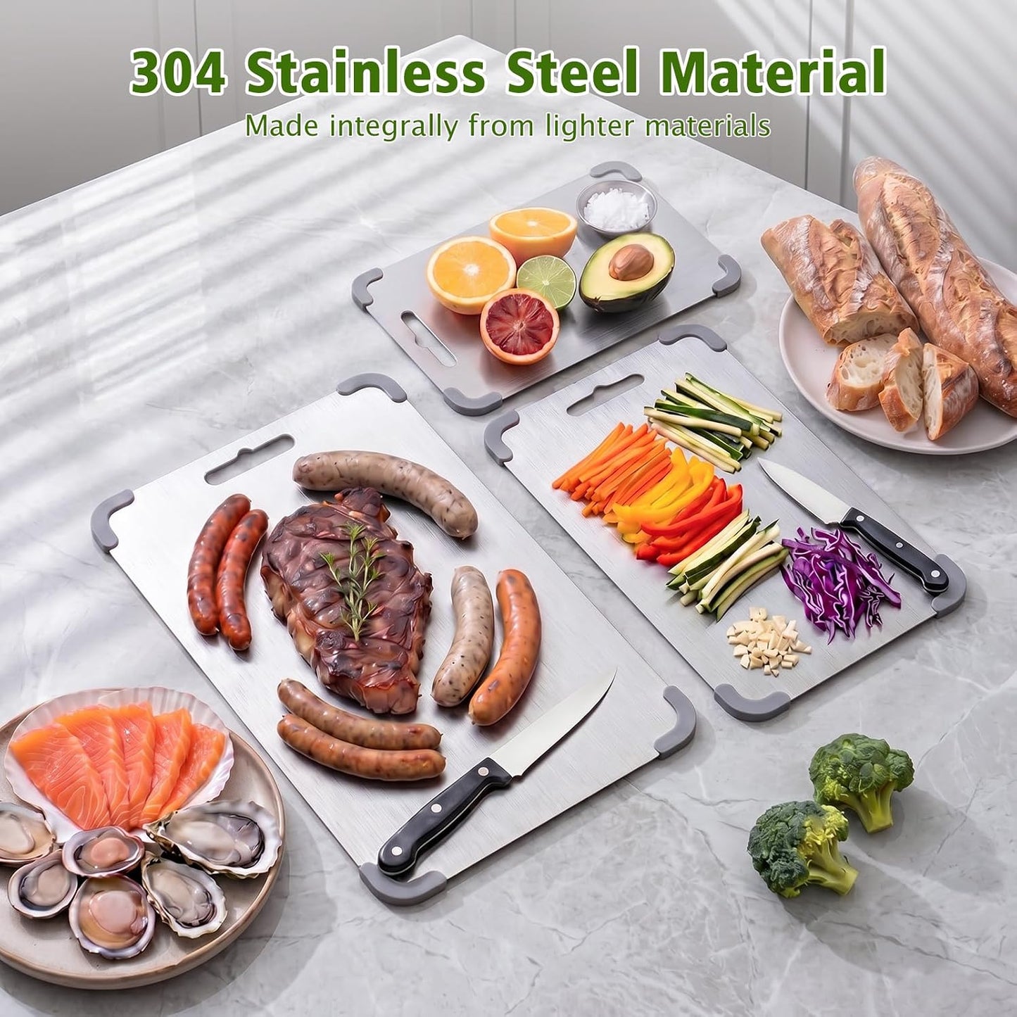 Tablas de cortar de acero inoxidable para cocina,Juego de tablas de...