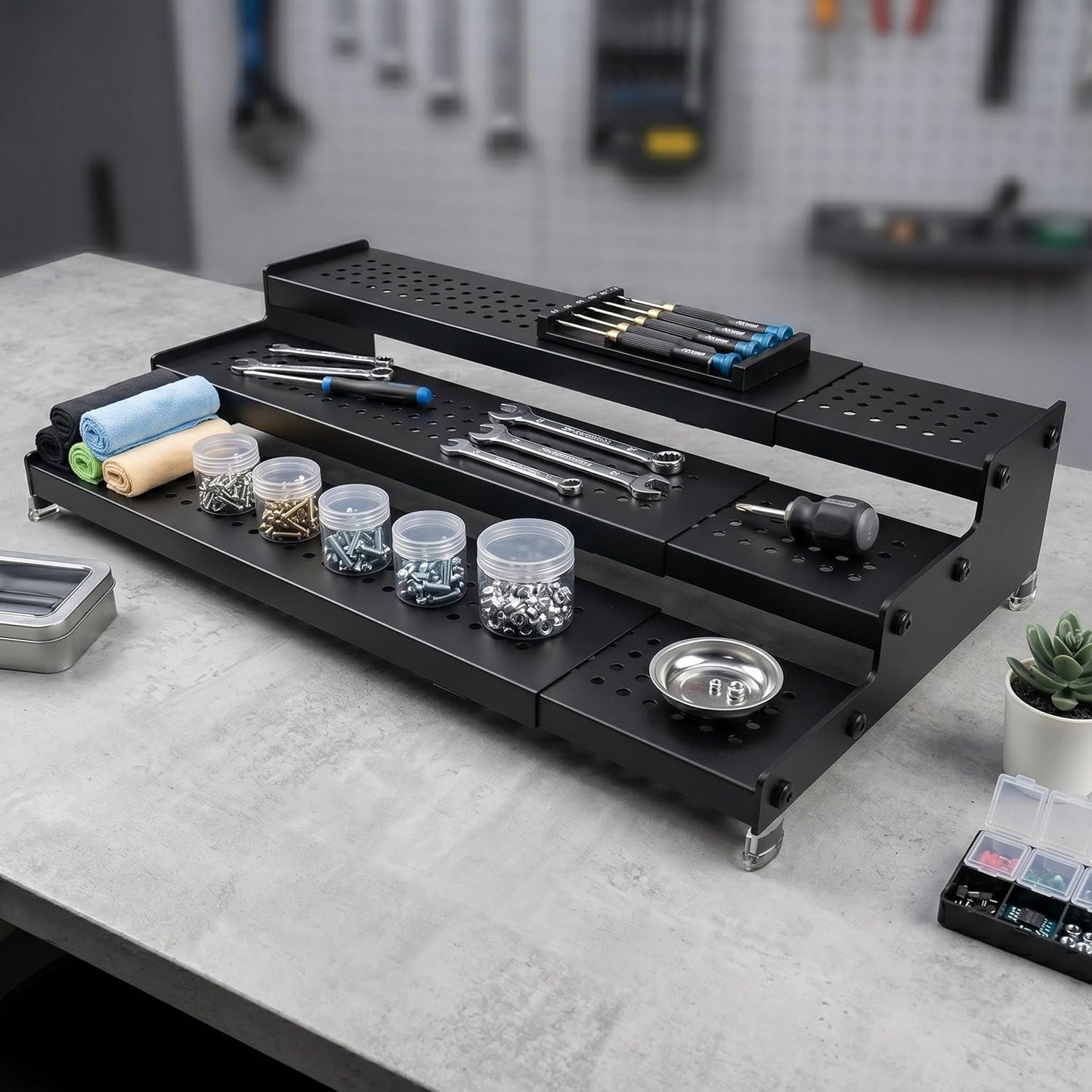 Zilvando Estante extensible de metal para especias de 3 niveles, ne...