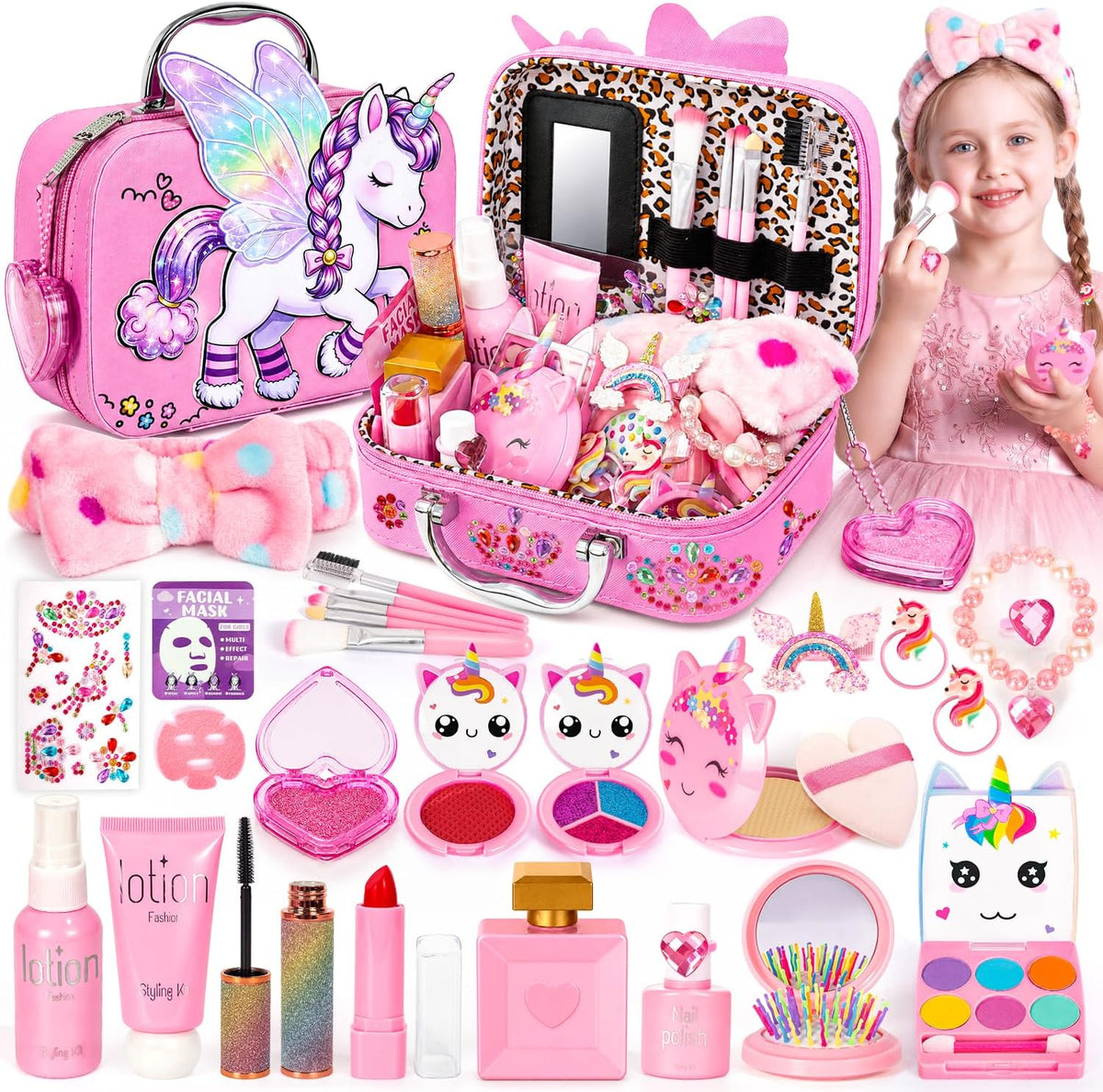 Hoholoop Kids Pretend Set de maquillaje para niños pequeños, maquil...