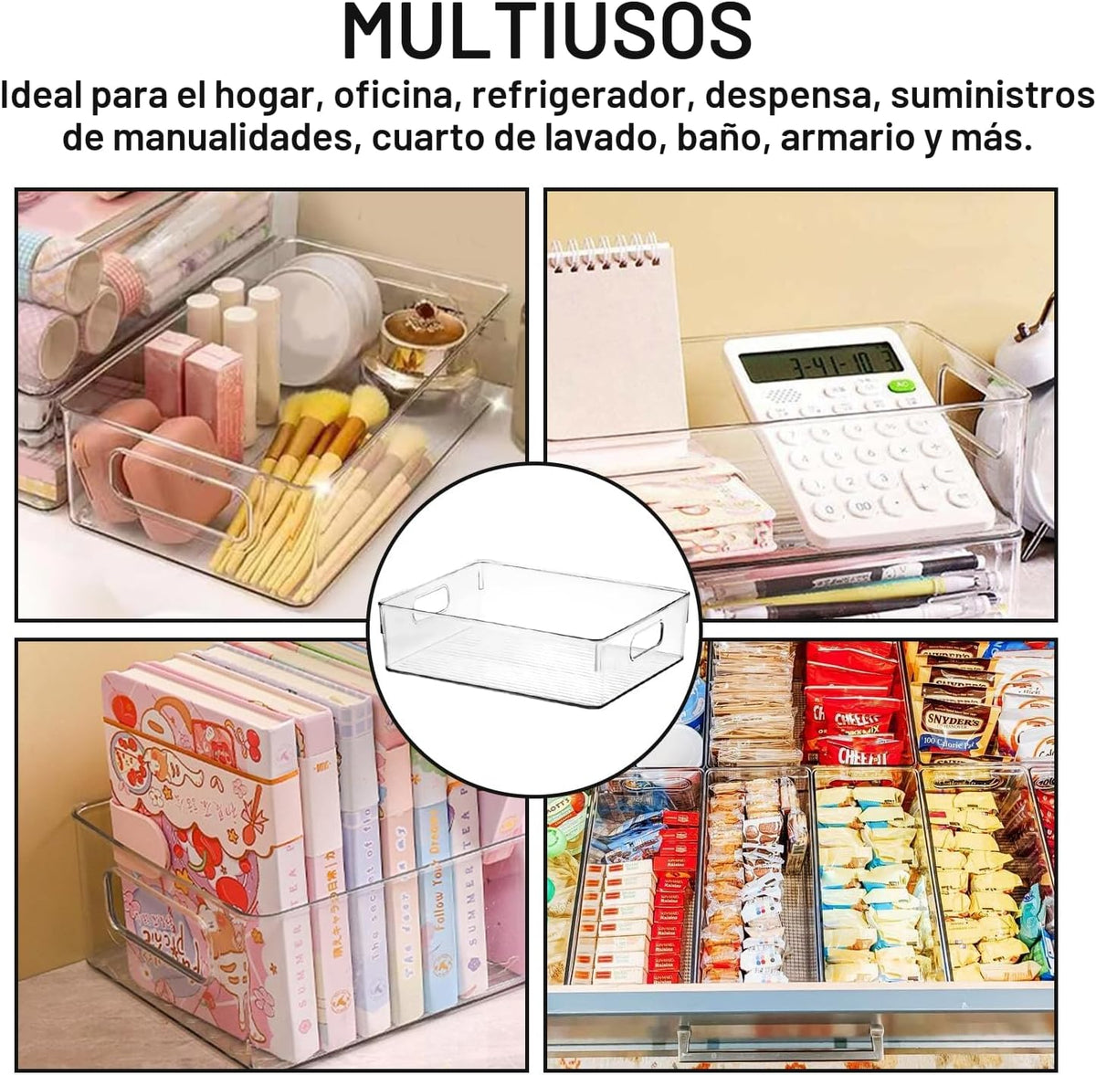 Contenedores de almacenamiento de plástico transparente, organizado...