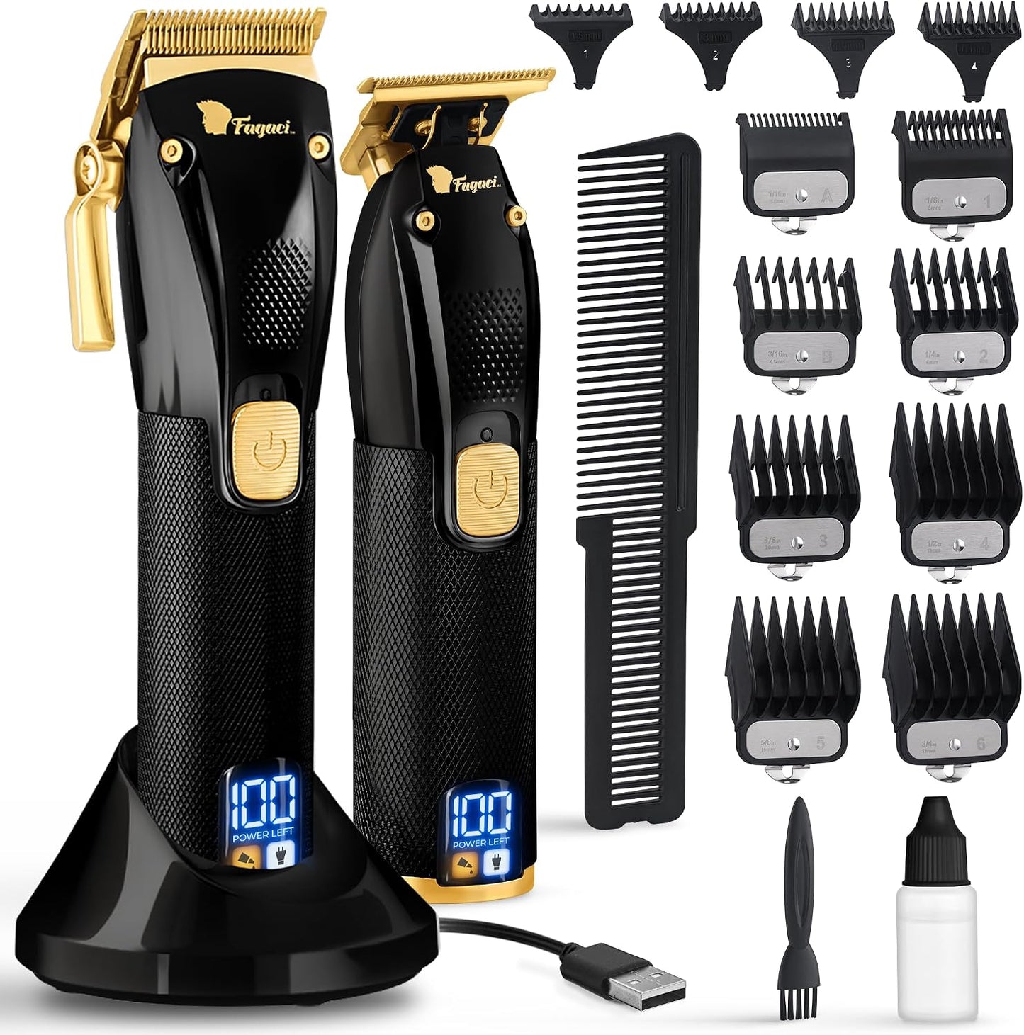 Fagaci Cortadores Profesionales de Pelo para Hombres Set Turbo Powe...