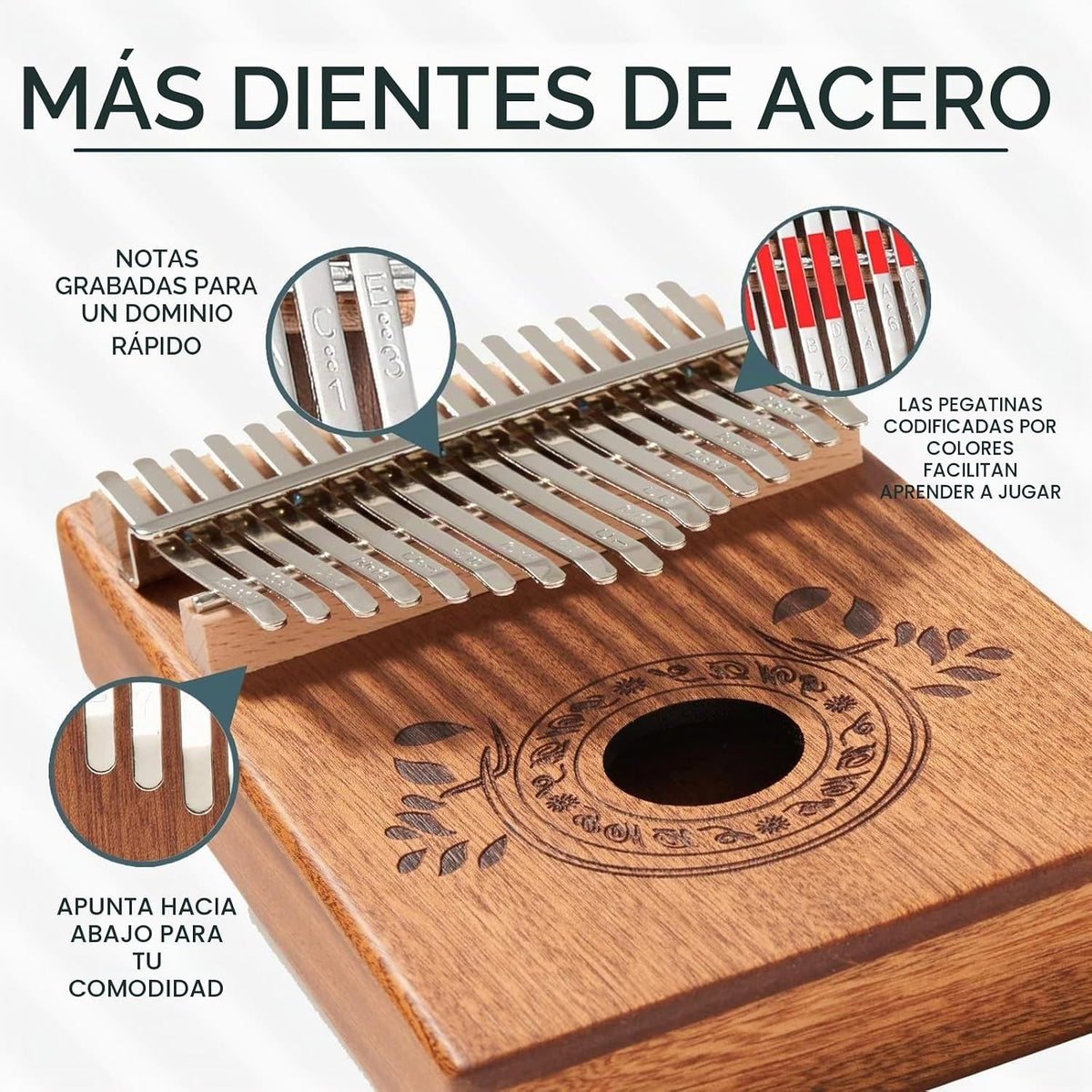 UNOKKI Kalimba - Piano de pulgar de 17 teclas, instrumento de caoba...