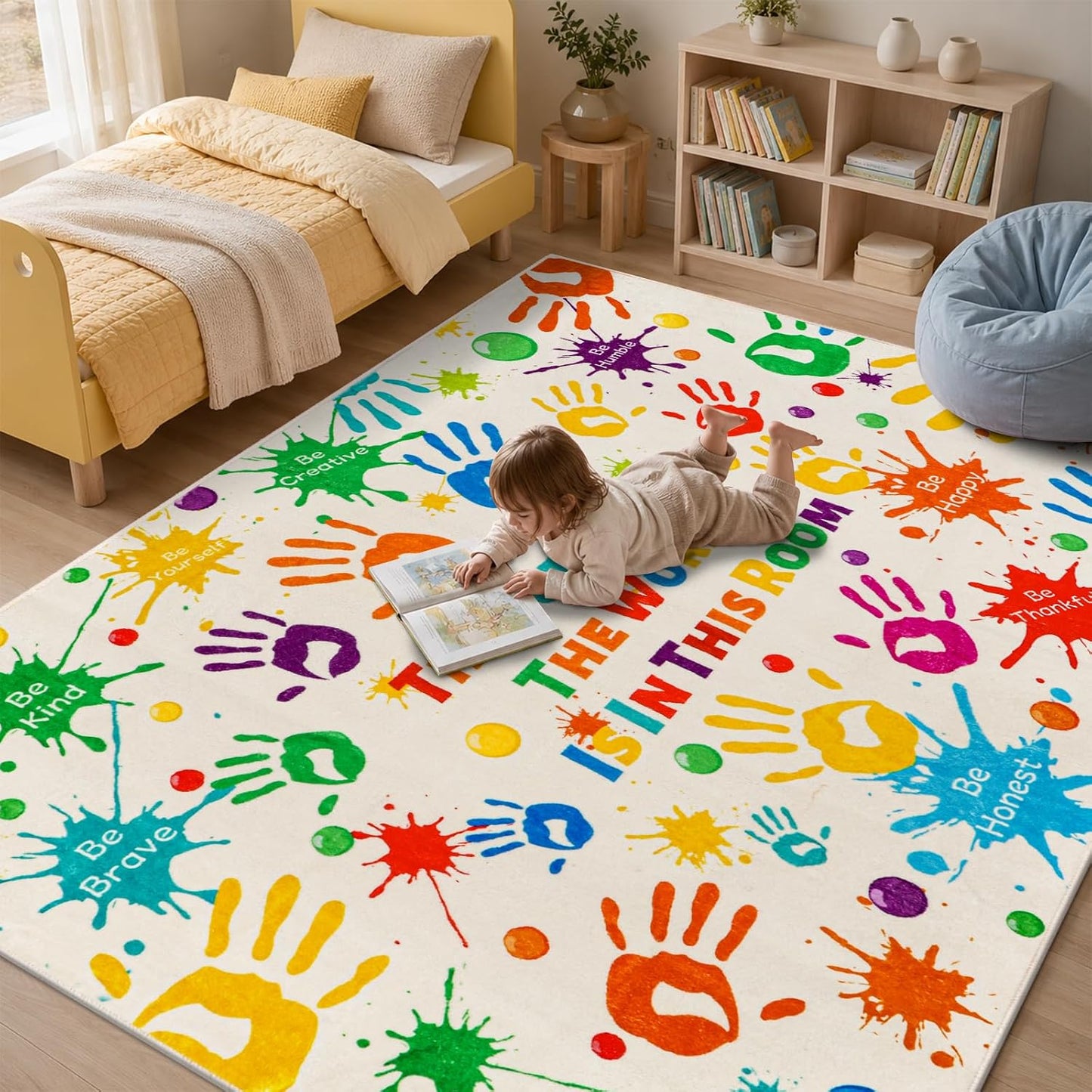 LTKOUGFAM Alfombra colorida para niños, alfombra lavable para niños...