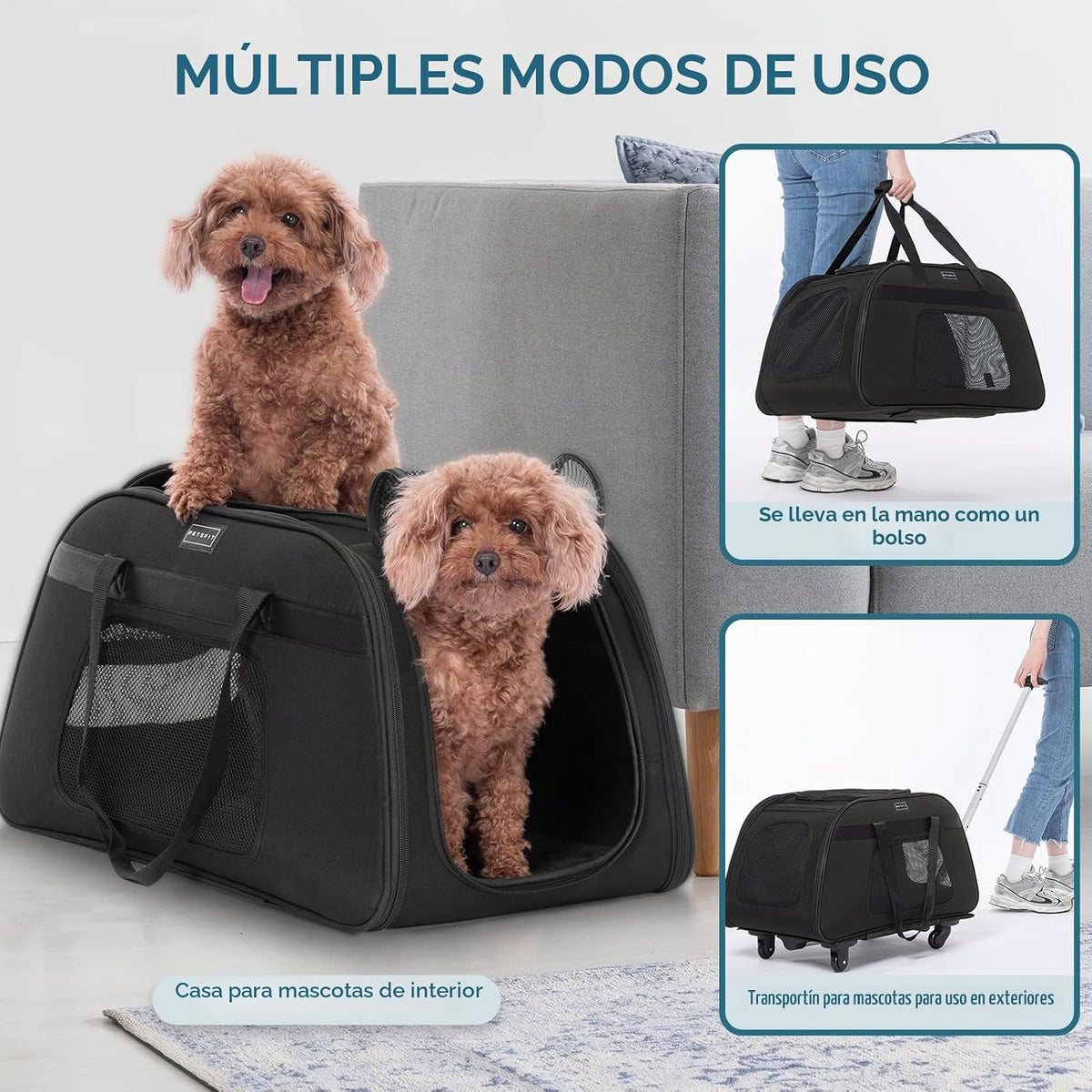 PETSFIT Transportador Extra Grande para Mascotas con Ruedas - Trans...