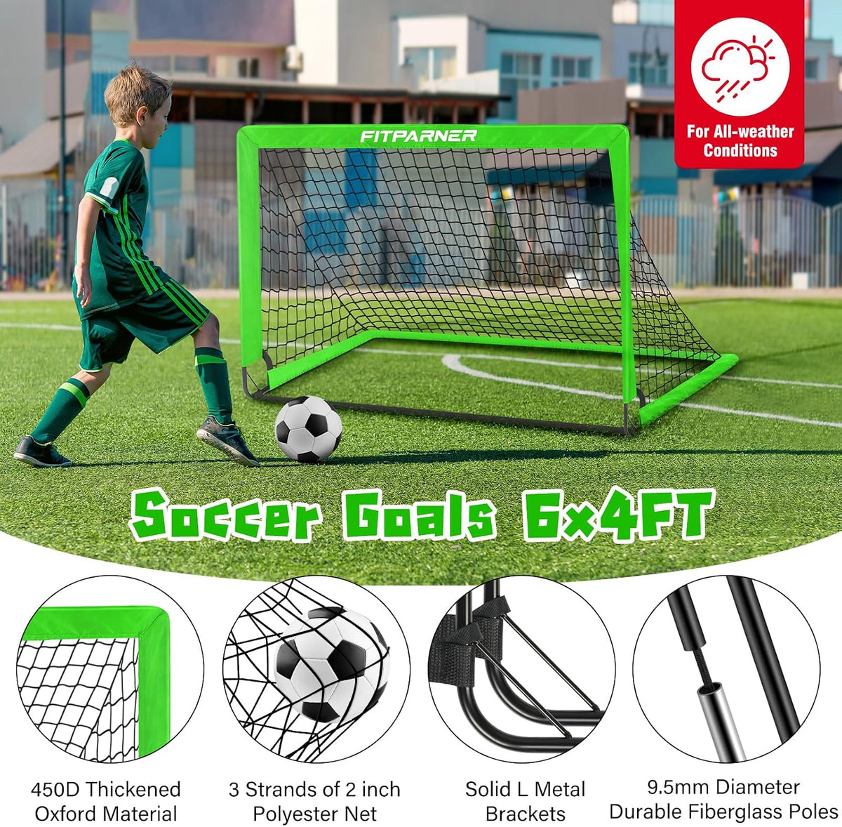 FITPARNER Portería de fútbol, portería de fútbol para niños en el p...