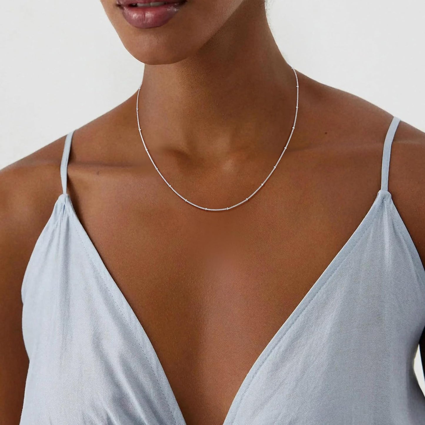 BLThing Collar de cadena de plata de ley S925 para mujer, cadena de...