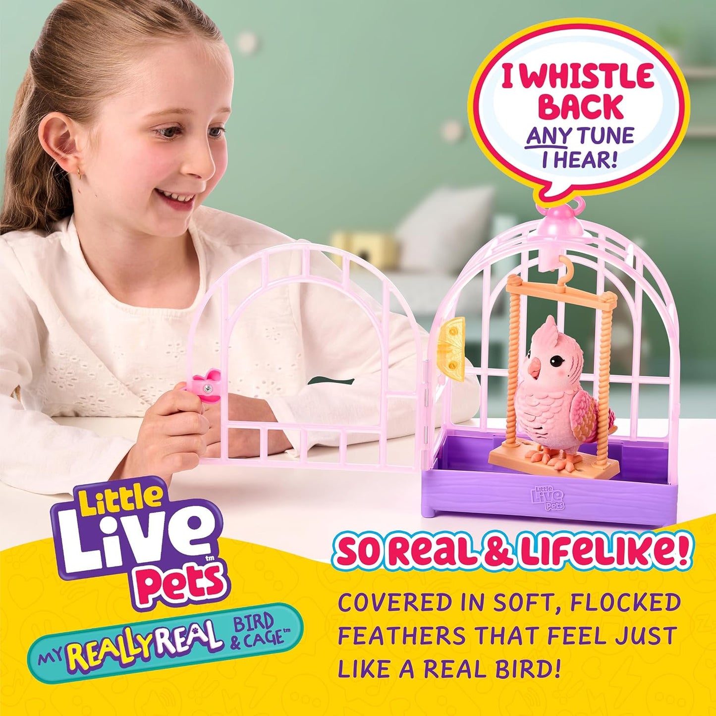 Little Live Pets My Really Real - Juguete y jaula de pájaro parlant...