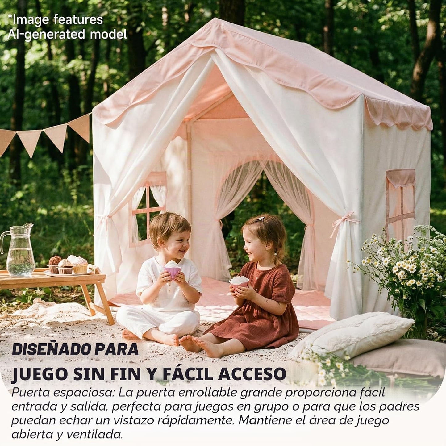 Tienda de campaña para niños con doble puerta castillo de juegos pa...