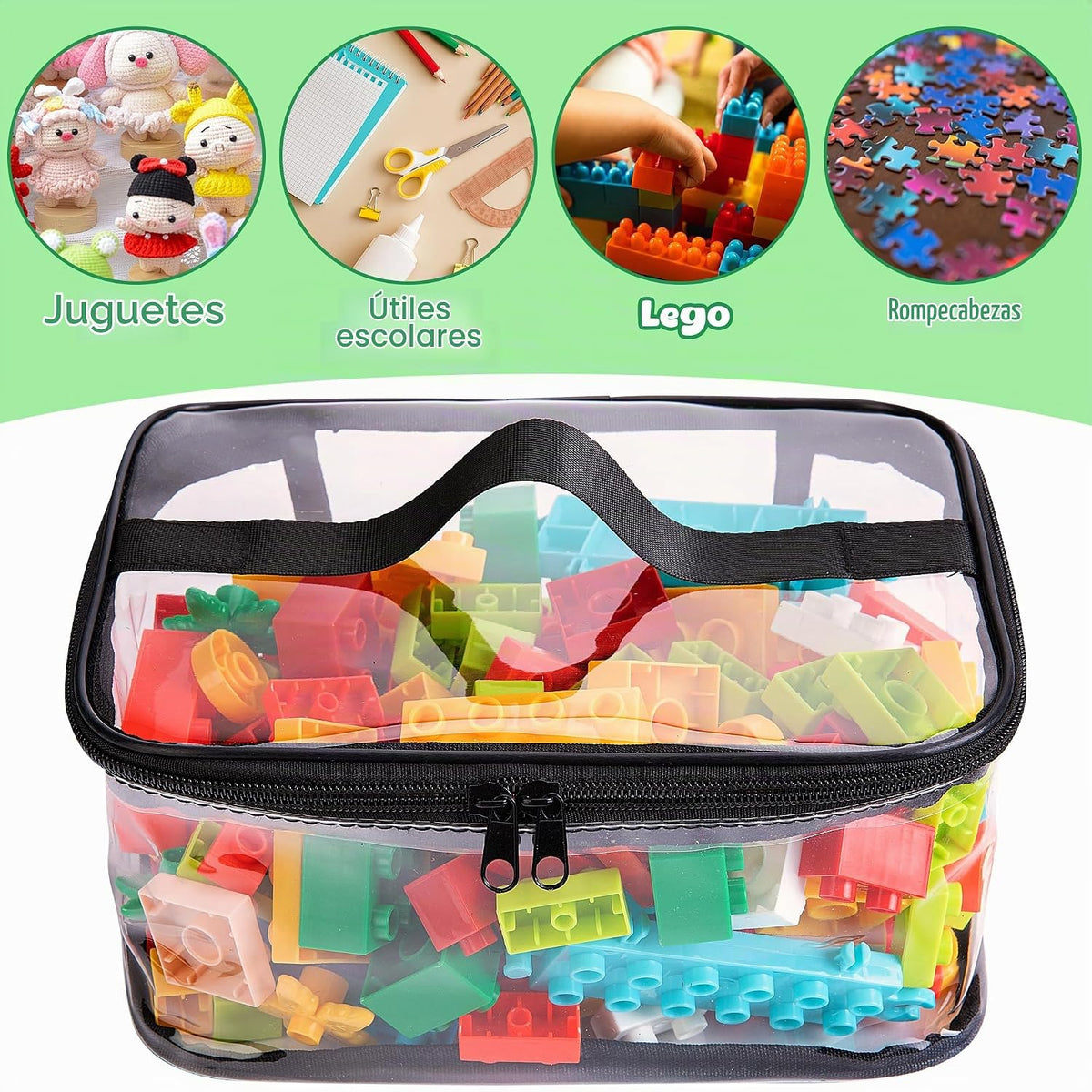 4 Paquetes de Bolsas Transparentes de Almacenamiento de Juguetes -...