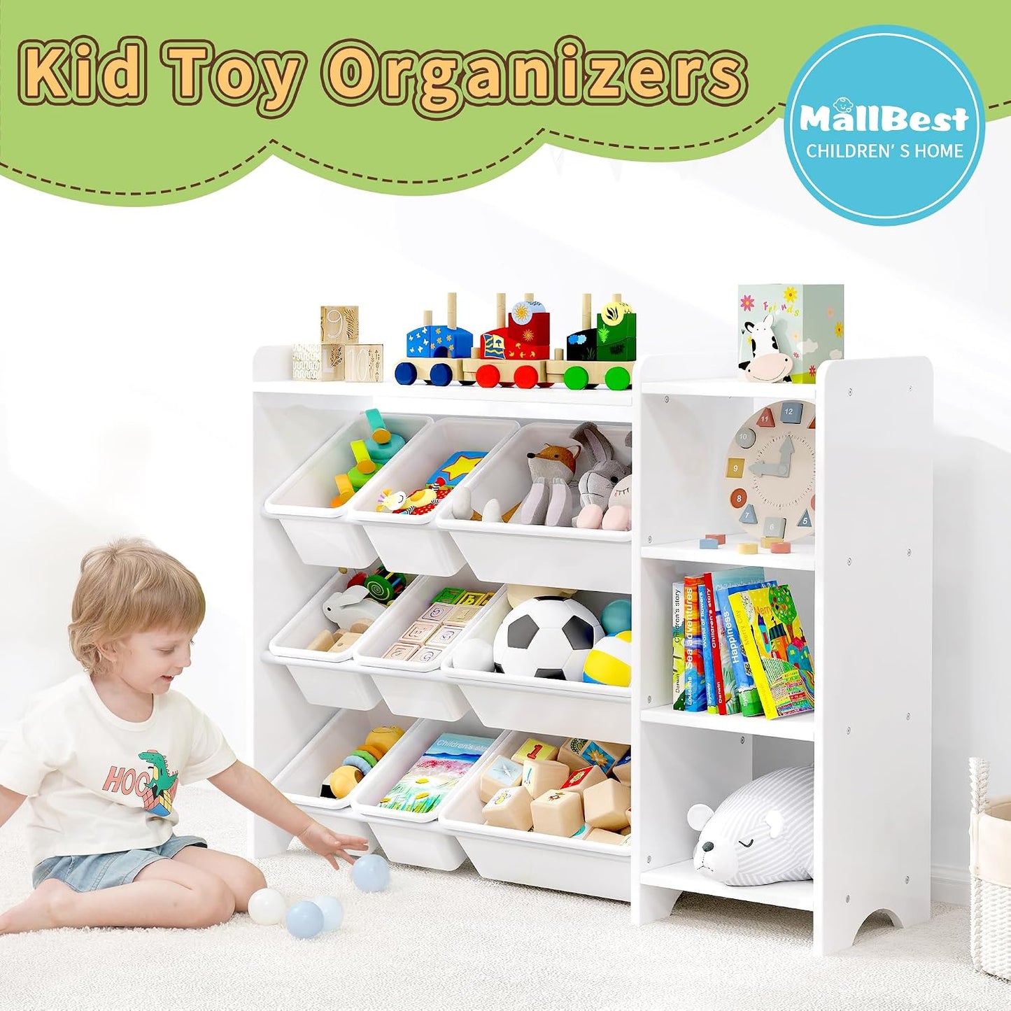 MallBest Organizador de almacenamiento de juguetes para niños con c...