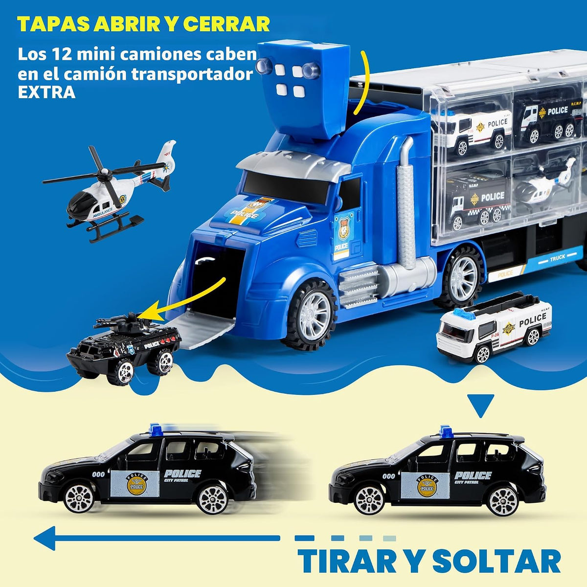 JOYIN Juego de camión de rescate de policía 25 en 1 con sonidos y l...