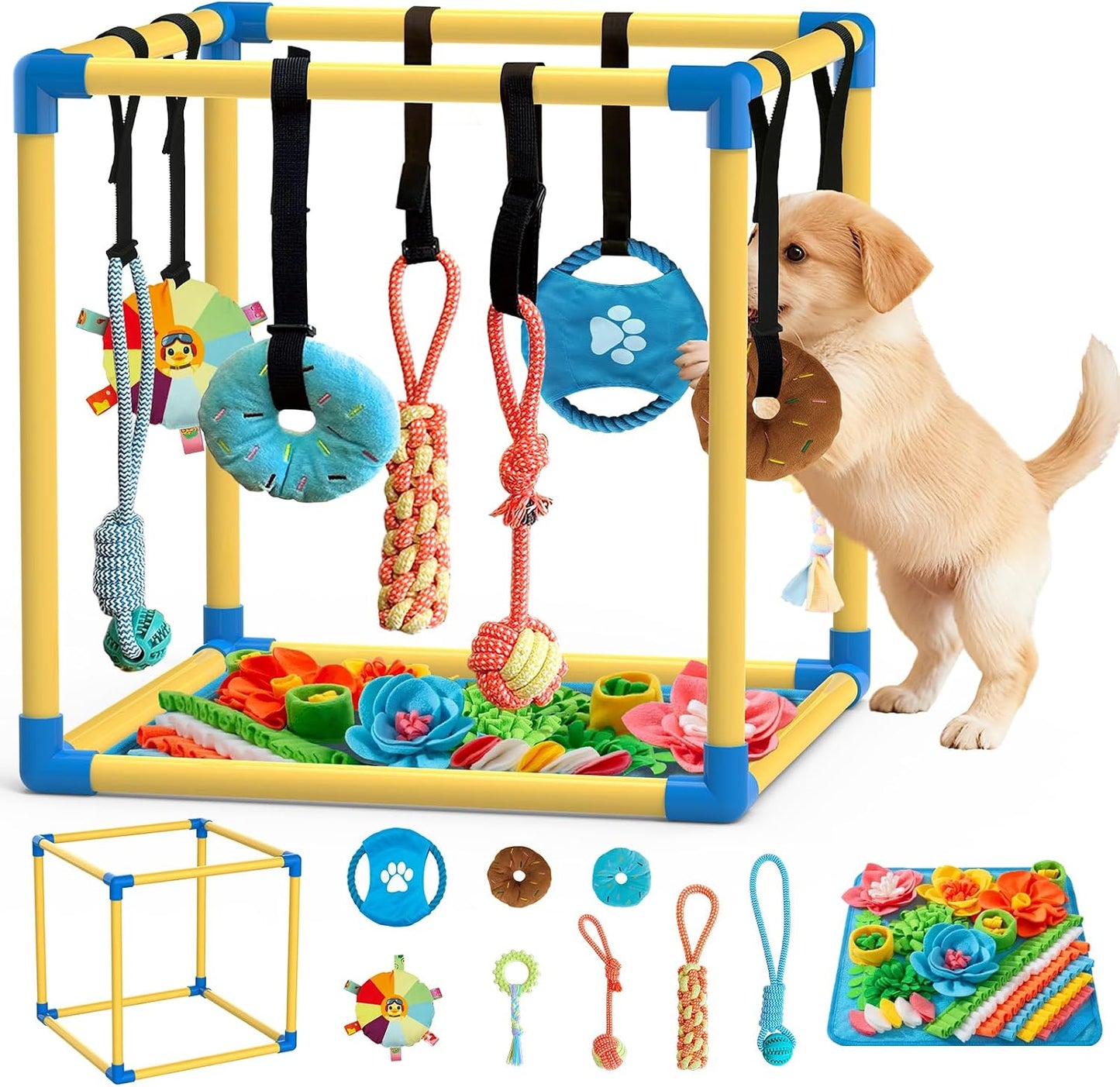 Gimnasio de juego para cachorros con alfombrilla de olfateo y 8 jug...