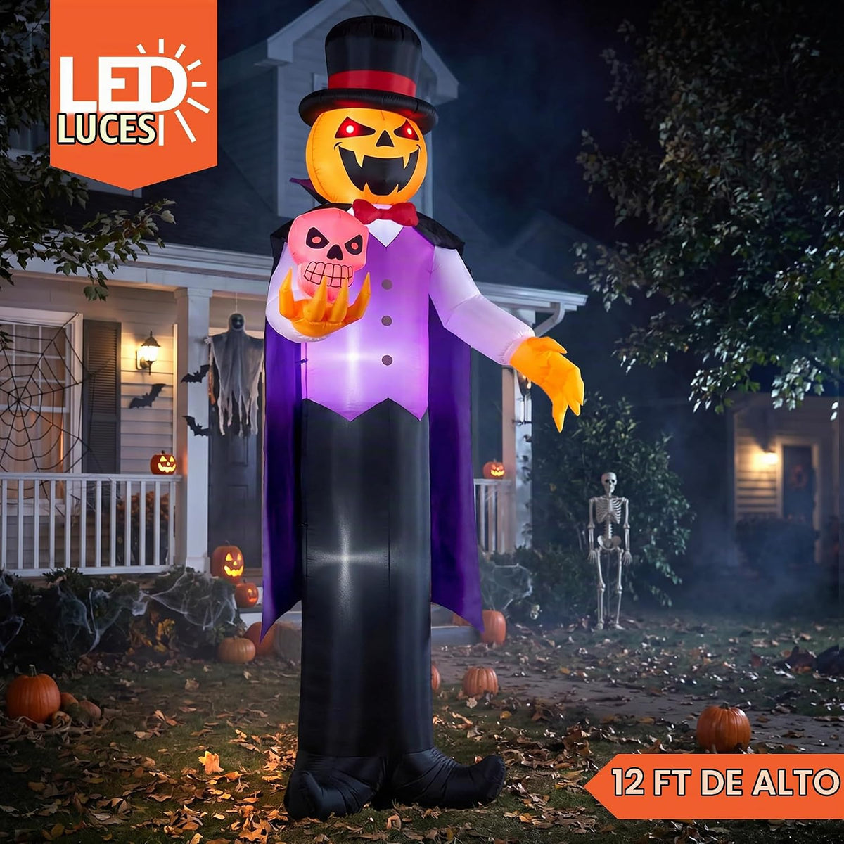 Joiedomi Calabaza inflable gigante de Halloween de 12 pies, vampiro...