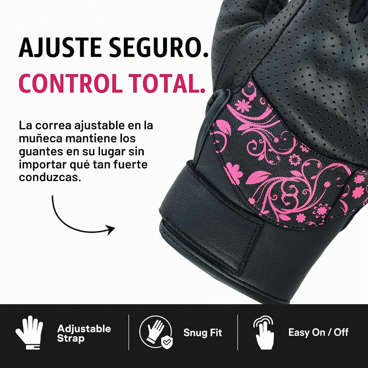 JAUNTY - Guantes de motocicleta para mujer, de cuero, con pantalla...