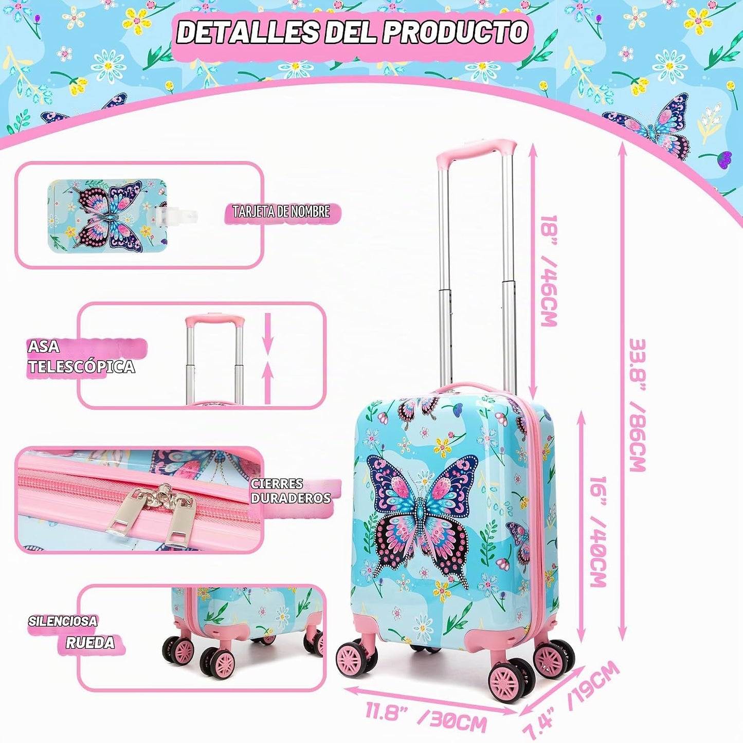 Esteemly Juego de maletas para niños, 5 piezas, equipaje rígido de...