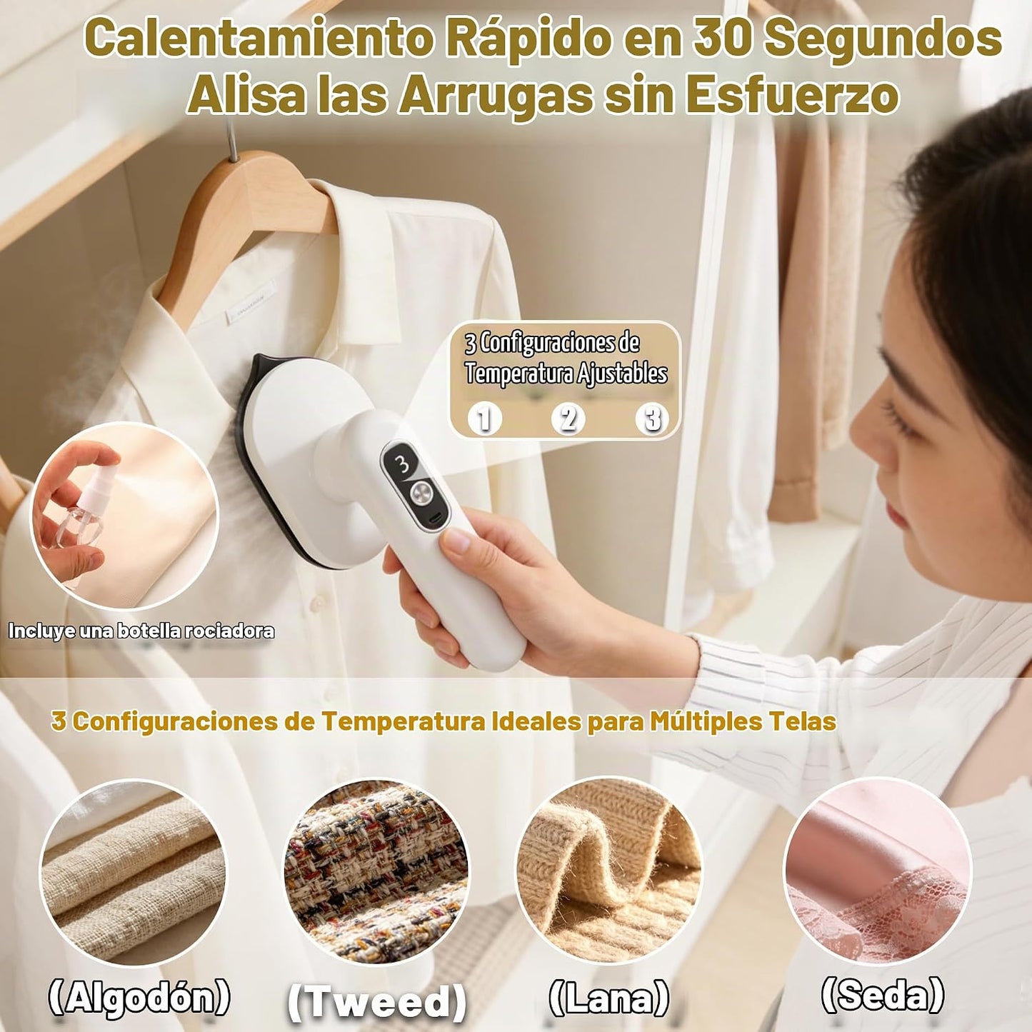 SL Euthtion Mini plancha de viaje inalámbrica para ropa, portátil r...