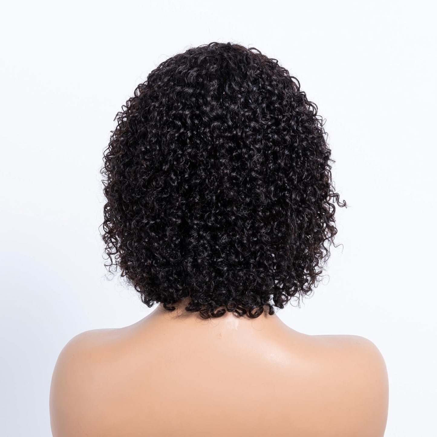 OnePart Peluca corta de cabello humano rizado Jerry con flequillo p...