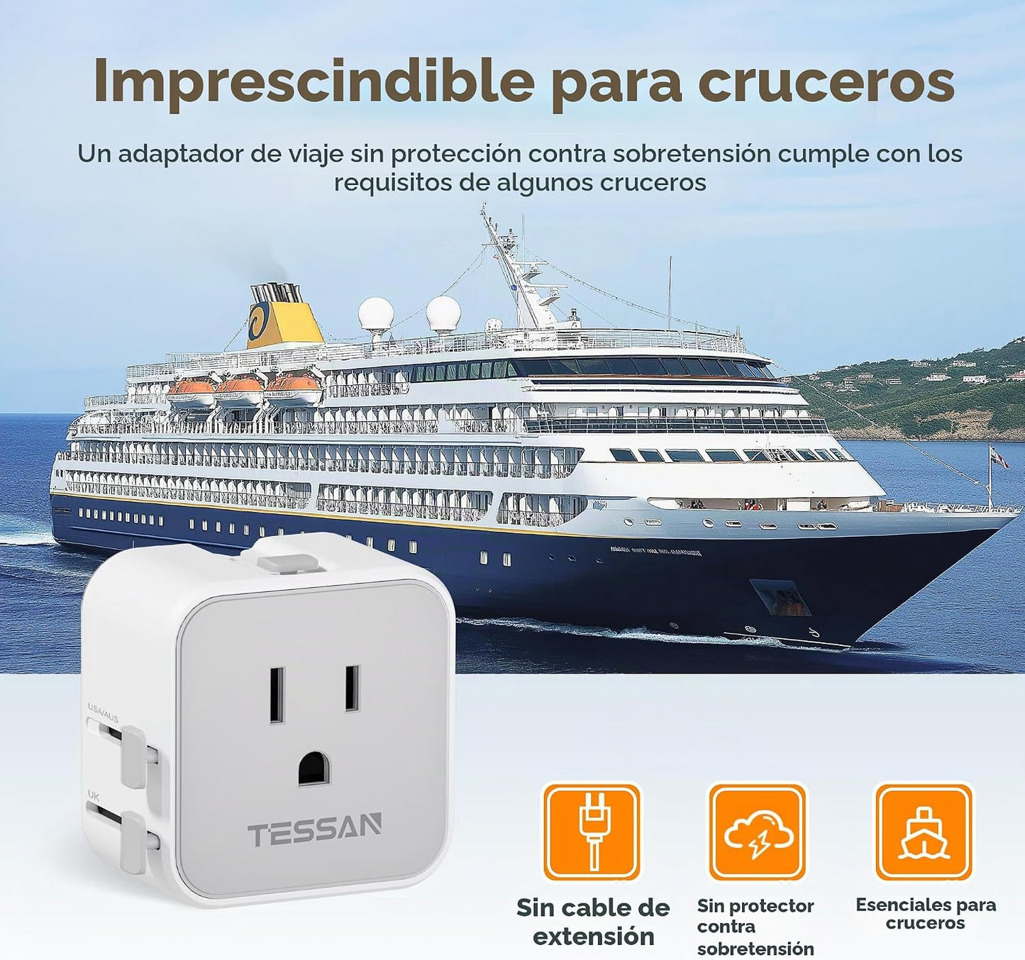 TESSAN Paquete de 2 adaptadores universales de viaje, adaptador de...
