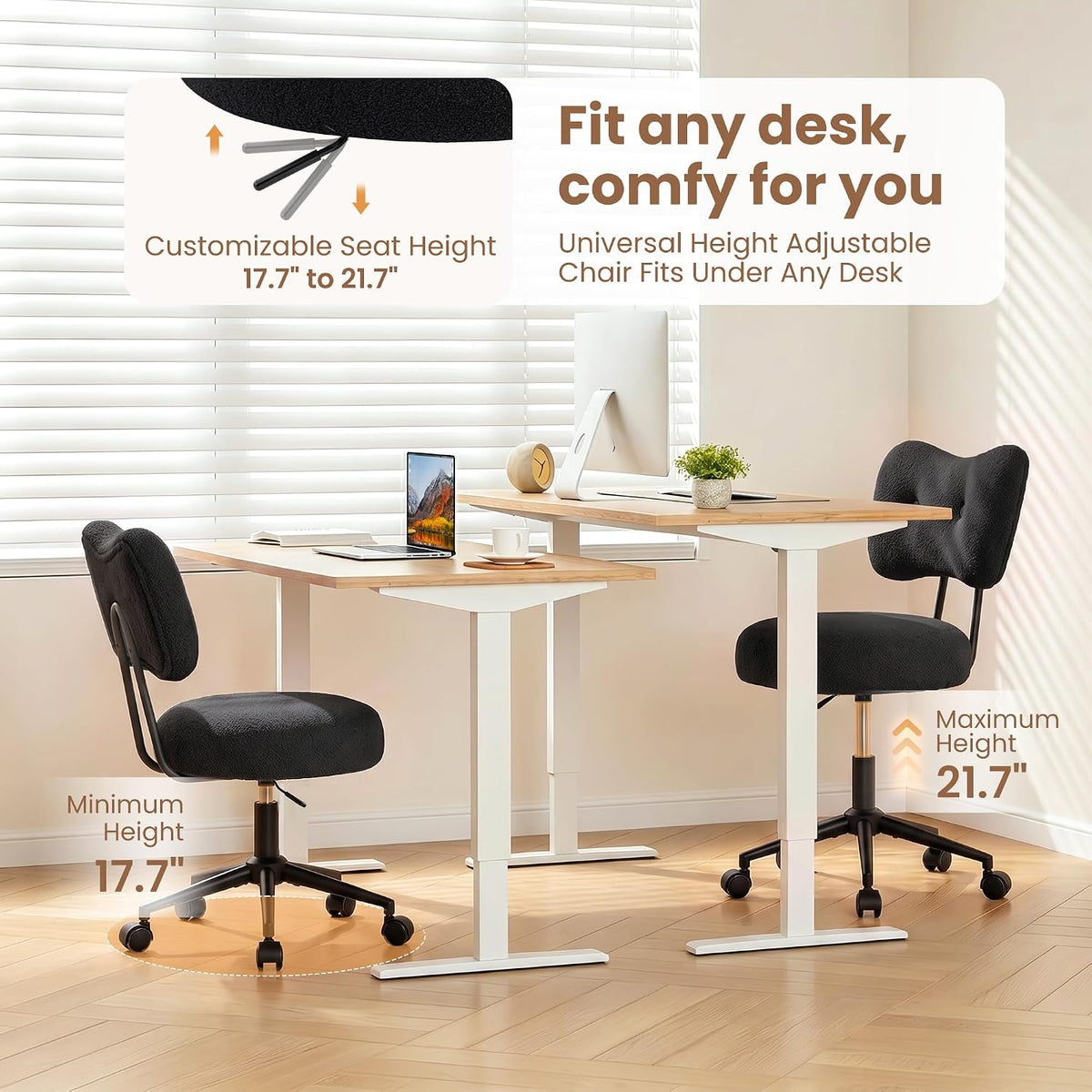 Silla de tocador pequeña con ruedas, cómoda silla de escritorio con...