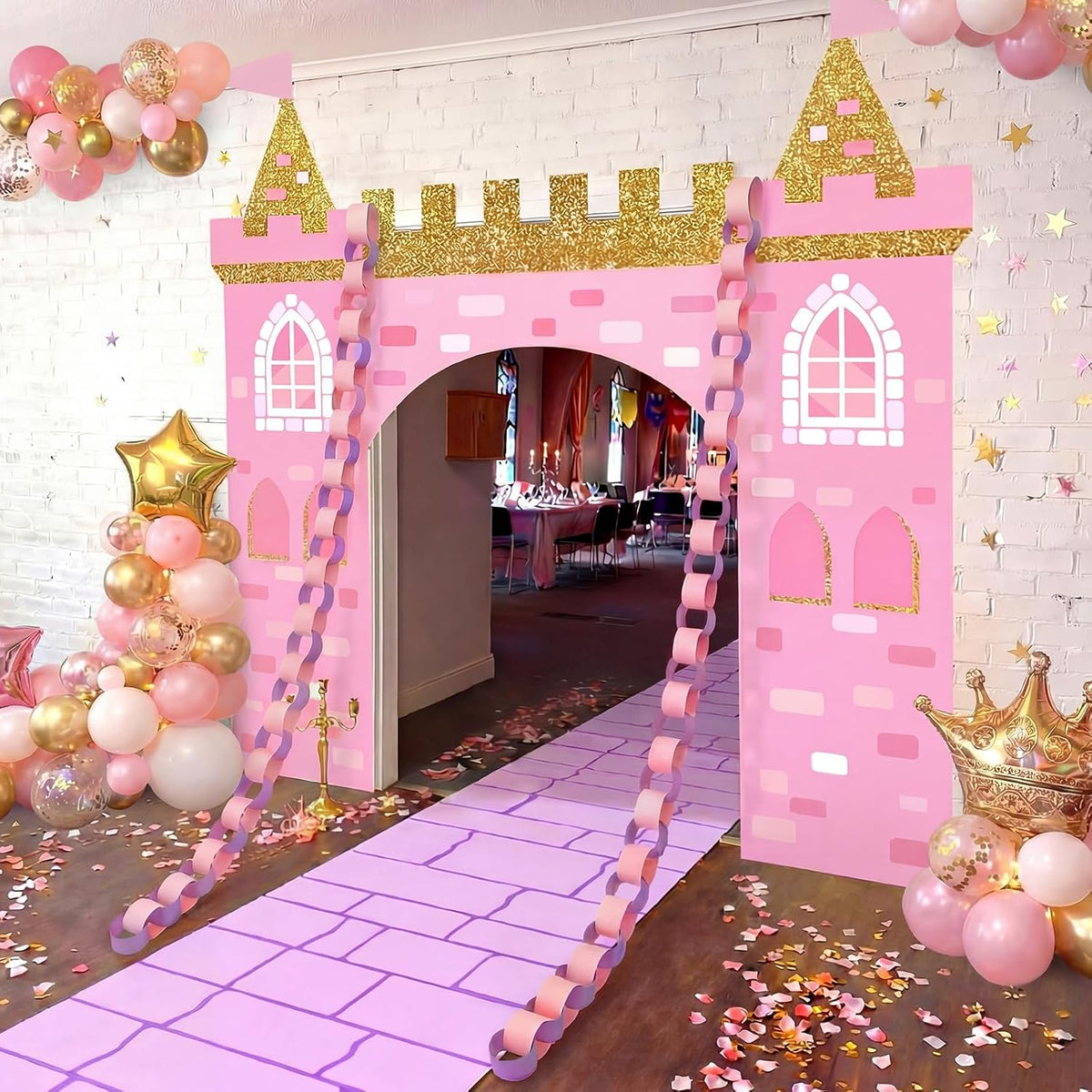 Frienda Kit de decoración de fiesta de princesa, telón de fondo de...