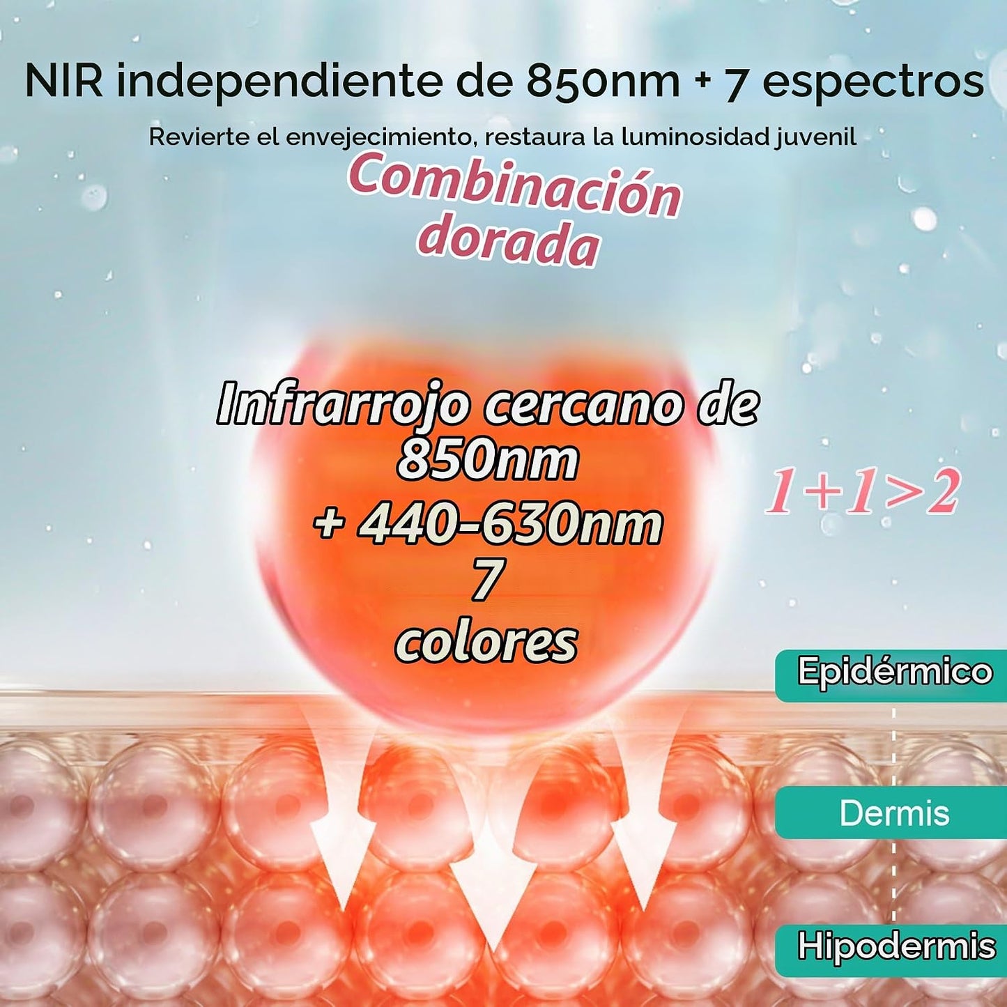 Máscara de terapia de luz roja para cara y cuello, 8 colores brilla...
