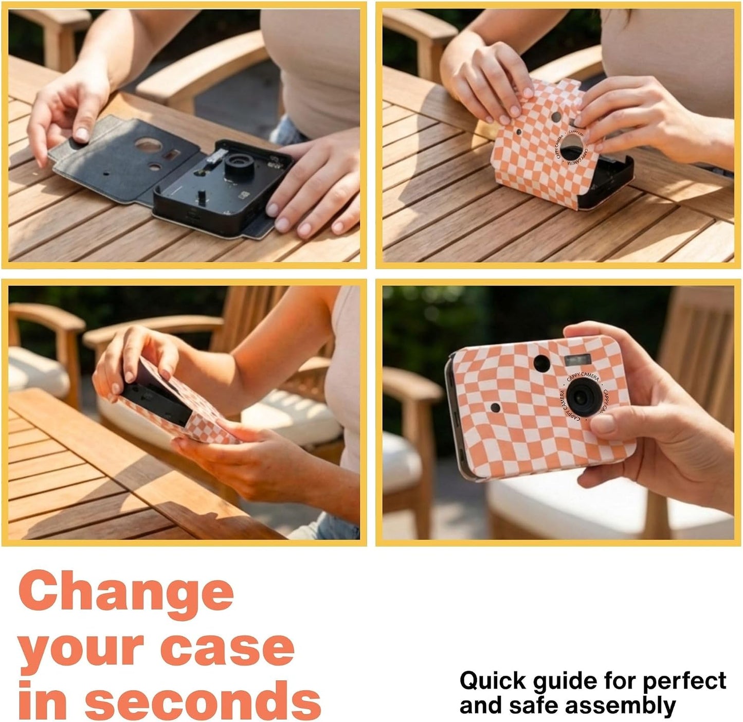 CAPPY CAMERA Funda protectora estética a presión de cuadros naranja...
