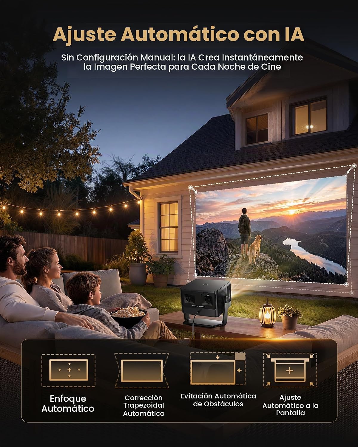 Proyector para exteriores 4K [VIDAA Live TV\/56W Dolby\/1450 ISO] c...