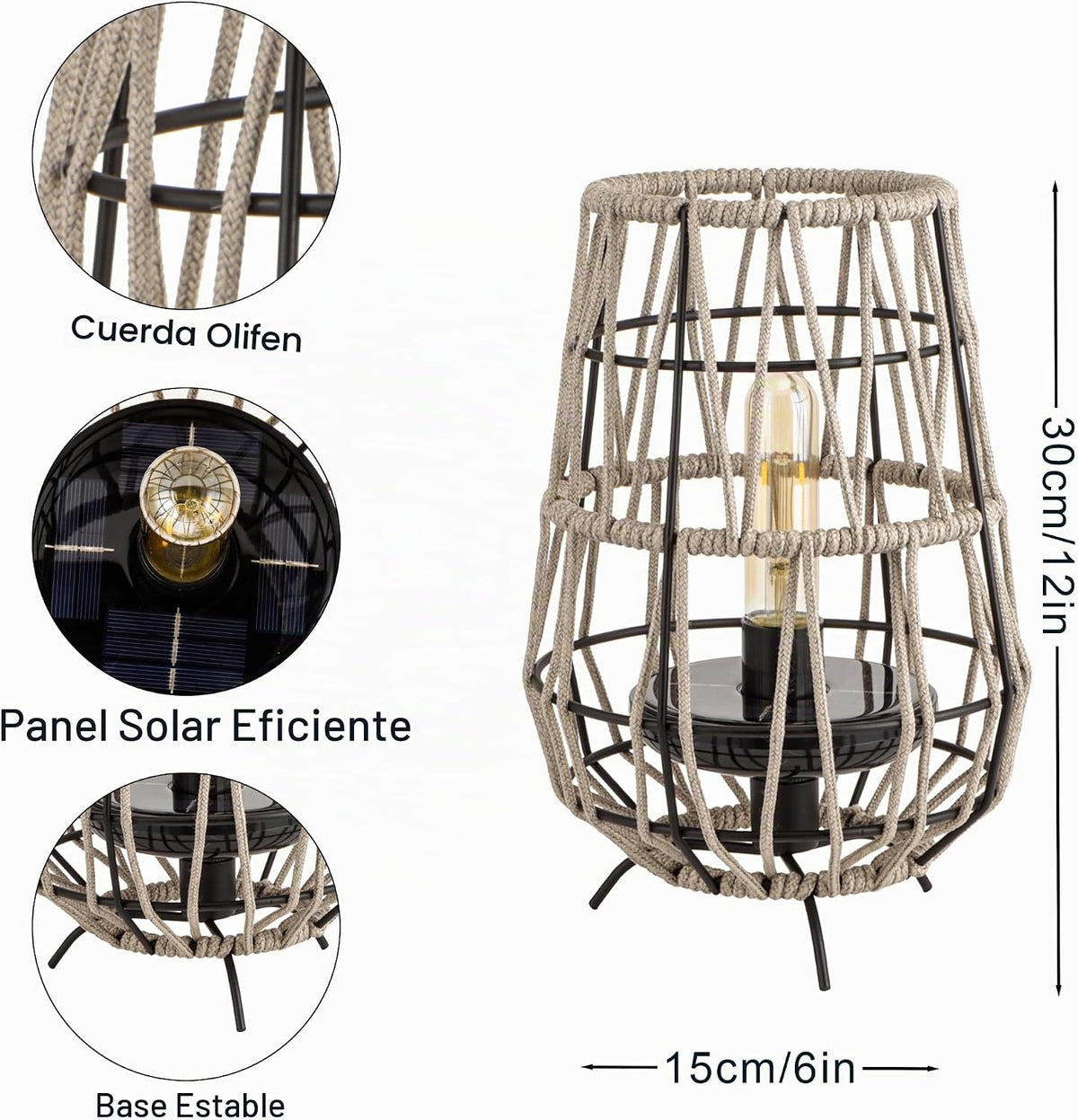 TRIROCKS Juego de 2 Faroles Solares para Exteriores Lámpara de Mesa...