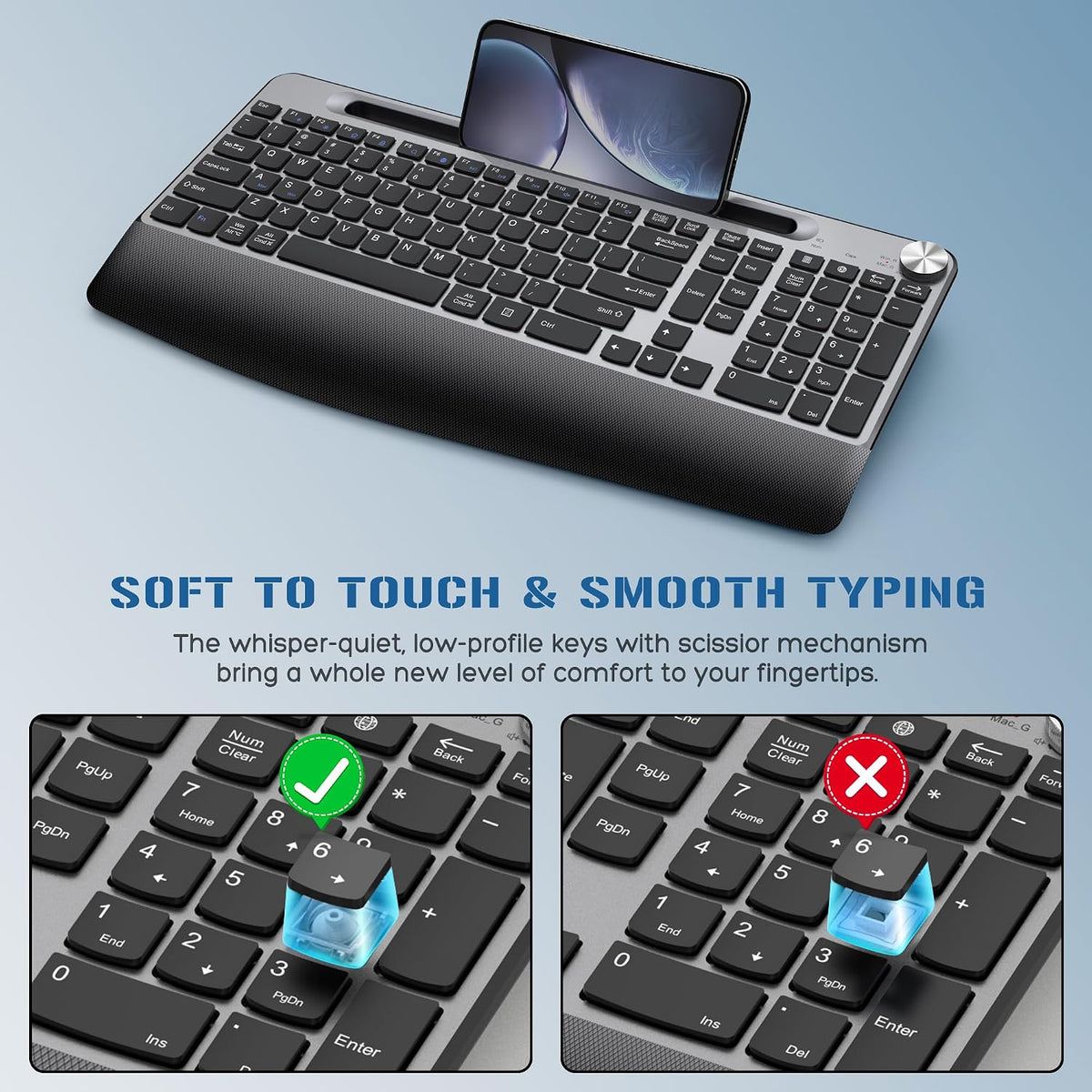 JOYACCESS Teclado y mouse inalámbricos, teclado inalámbrico ergonóm...