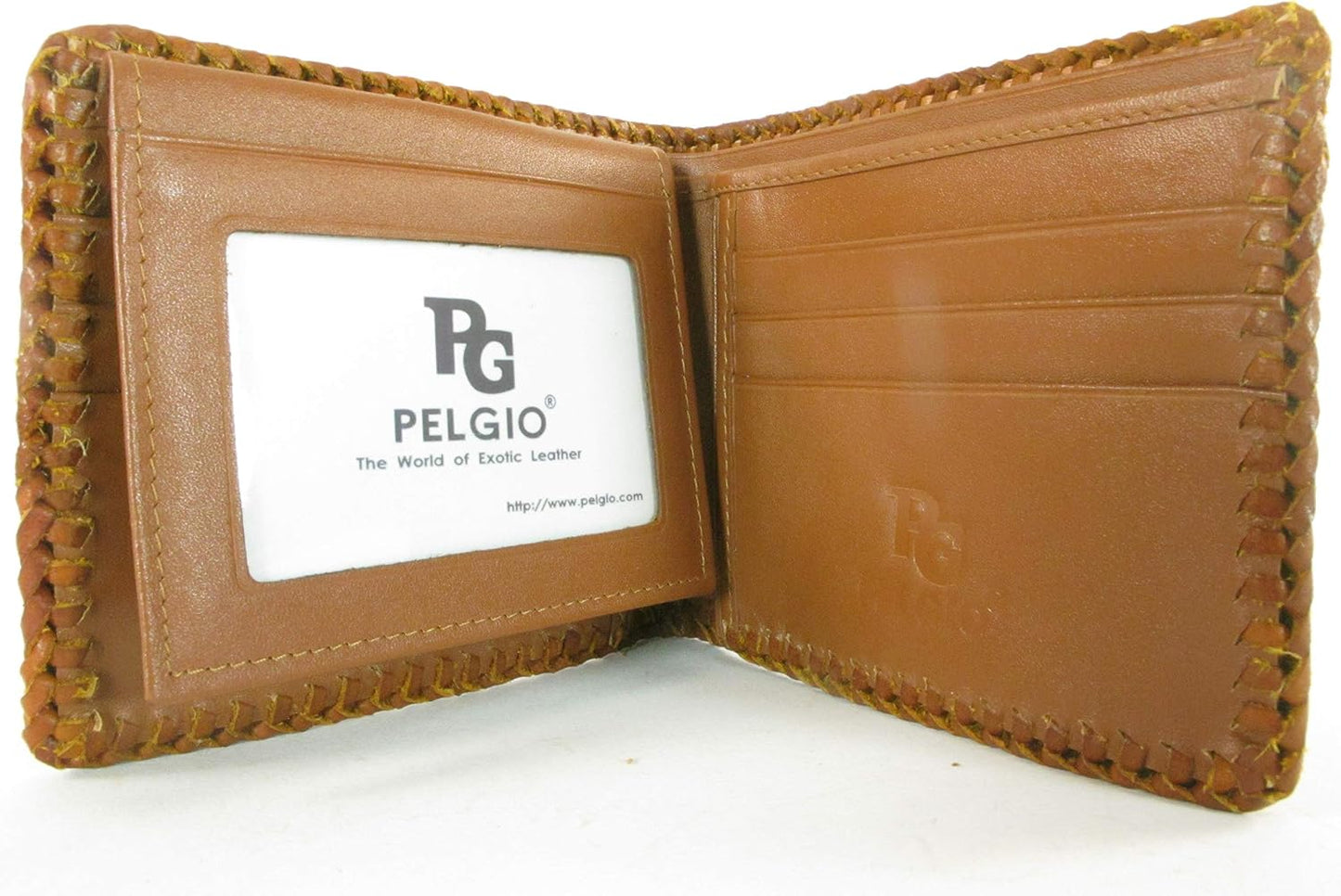 Pelgio Cartera plegable hecha a mano con piel de cocodrilo genuina...