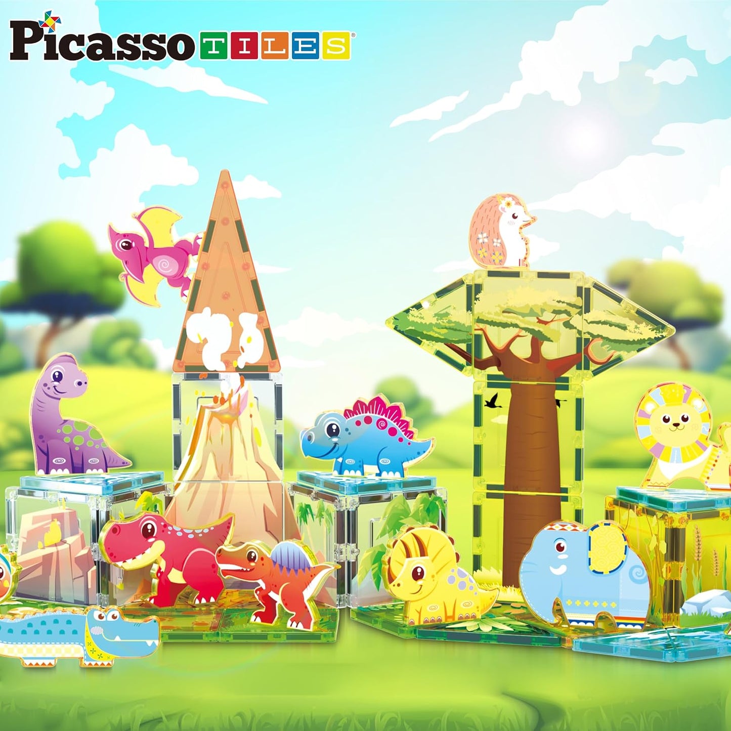PicassoTiles PTQ28 - Juego de azulejos magnéticos, bloques de const...